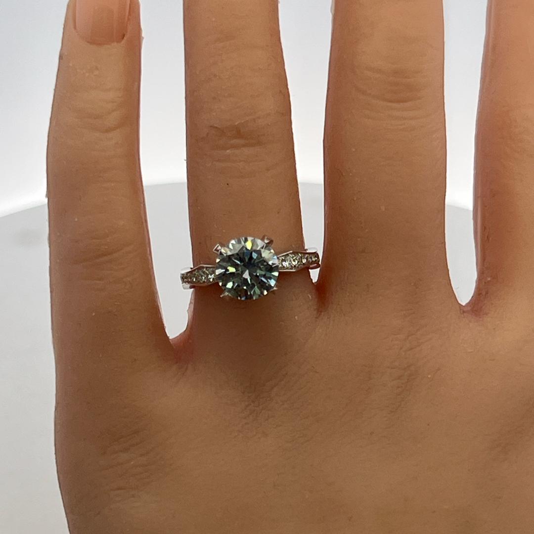 14K White Gold Semi Mount Ring with 2.5ct Lab-Grown and 0.79ct Natural Diamonds
