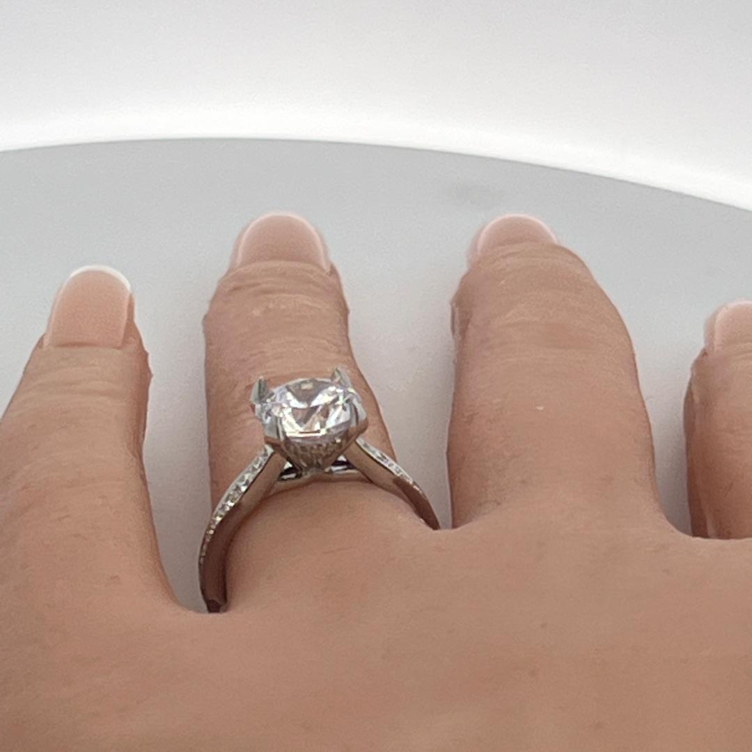 14K White Gold Semi Mount Ring with 2.5ct Lab-Grown and 0.79ct Natural Diamonds
