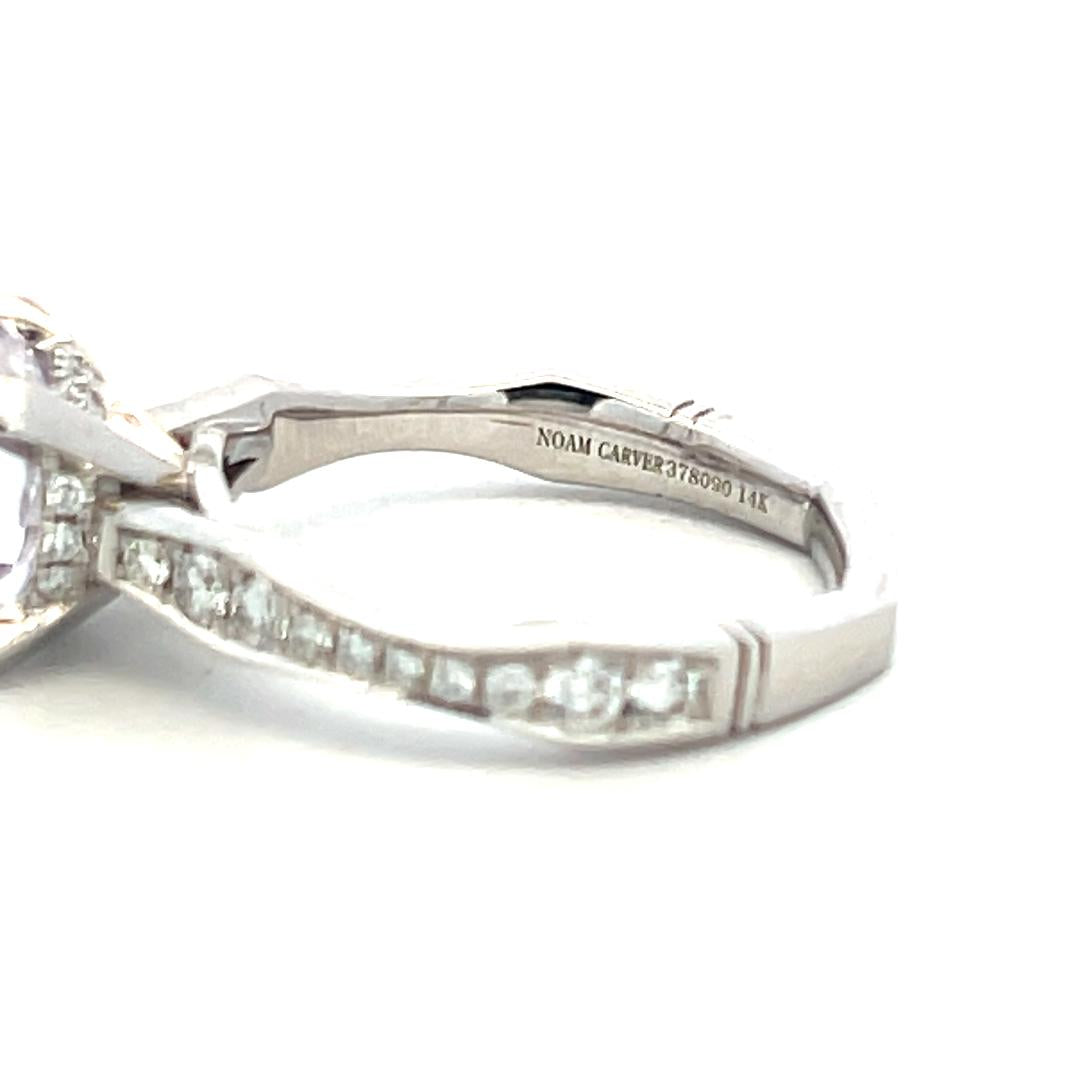 14K White Gold Semi Mount Ring with 2.5ct Lab-Grown and 0.79ct Natural Diamonds