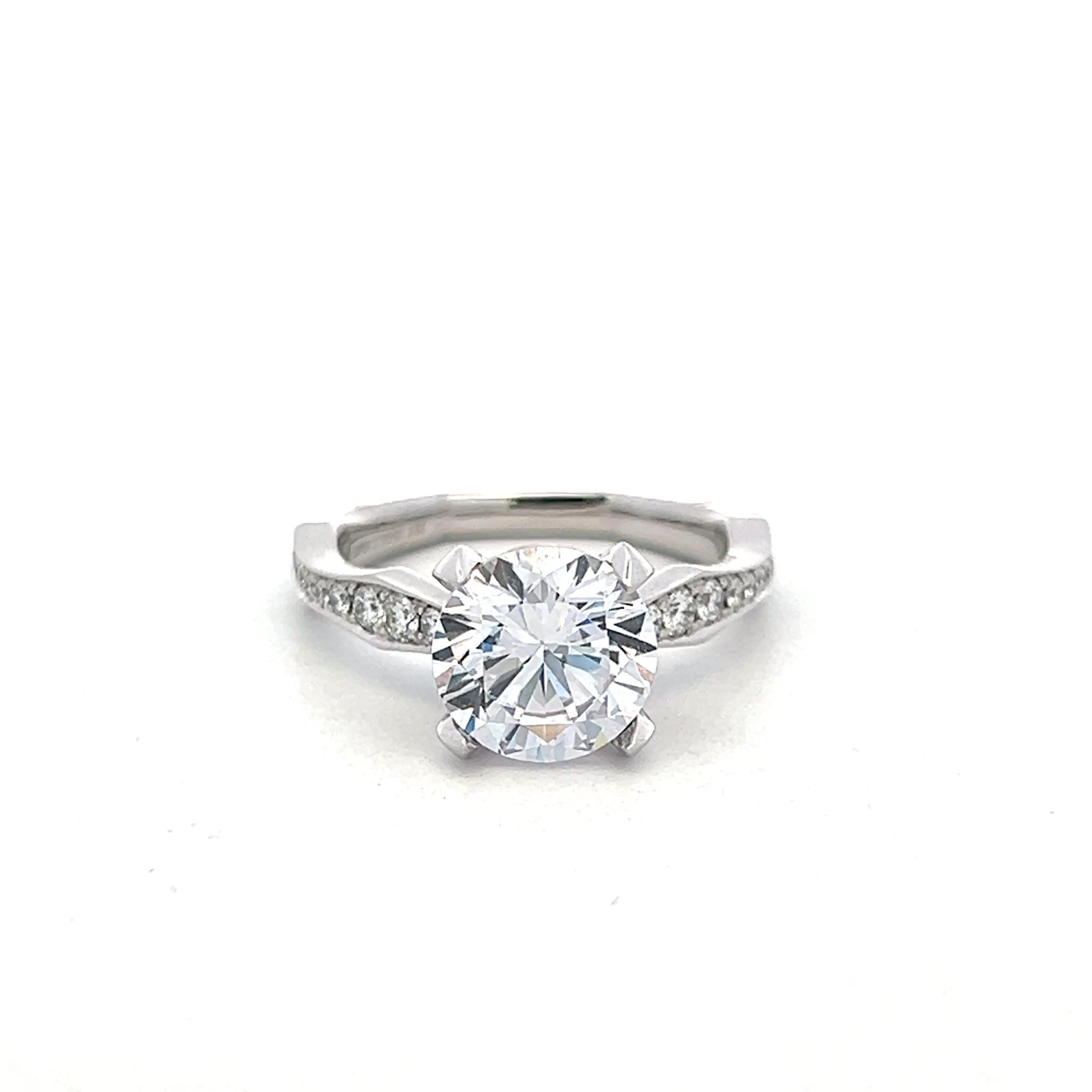 14K White Gold Semi Mount Ring with 2.5ct Lab-Grown and 0.79ct Natural Diamonds