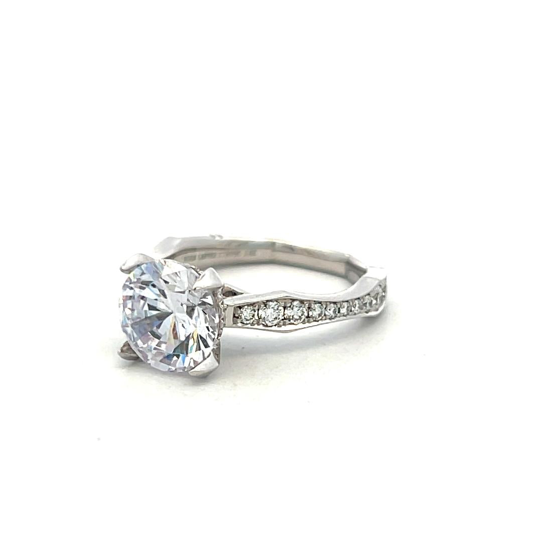 14K White Gold Semi Mount Ring with 2.5ct Lab-Grown and 0.79ct Natural Diamonds