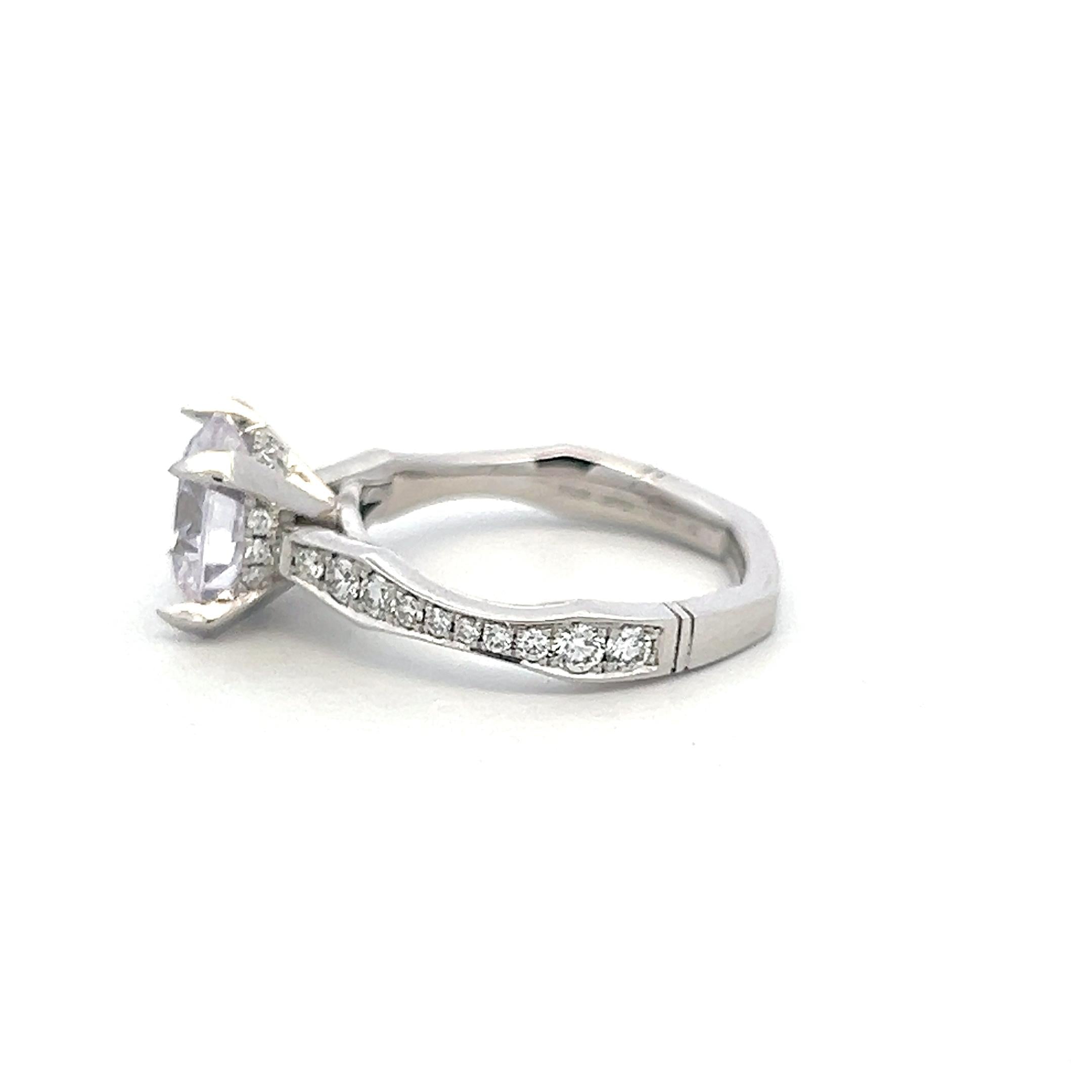 14K White Gold Semi Mount Ring with 2.5ct Lab-Grown and 0.79ct Natural Diamonds