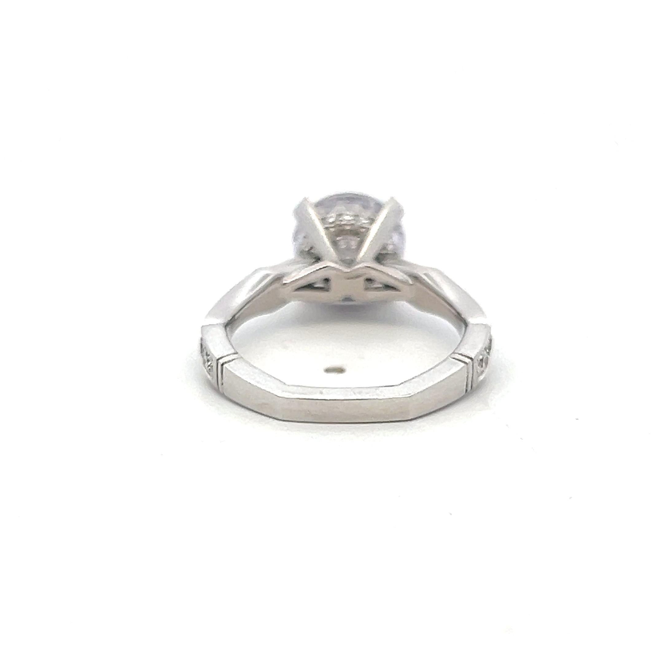 14K White Gold Semi Mount Ring with 2.5ct Lab-Grown and 0.79ct Natural Diamonds