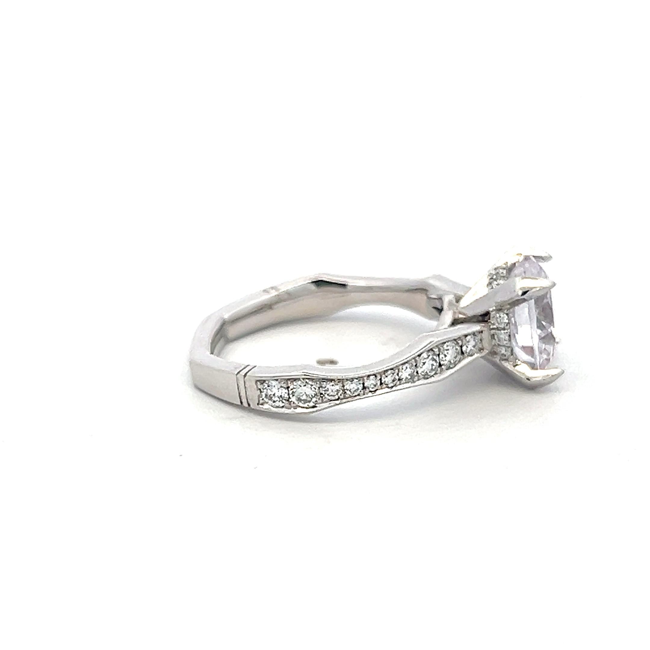 14K White Gold Semi Mount Ring with 2.5ct Lab-Grown and 0.79ct Natural Diamonds