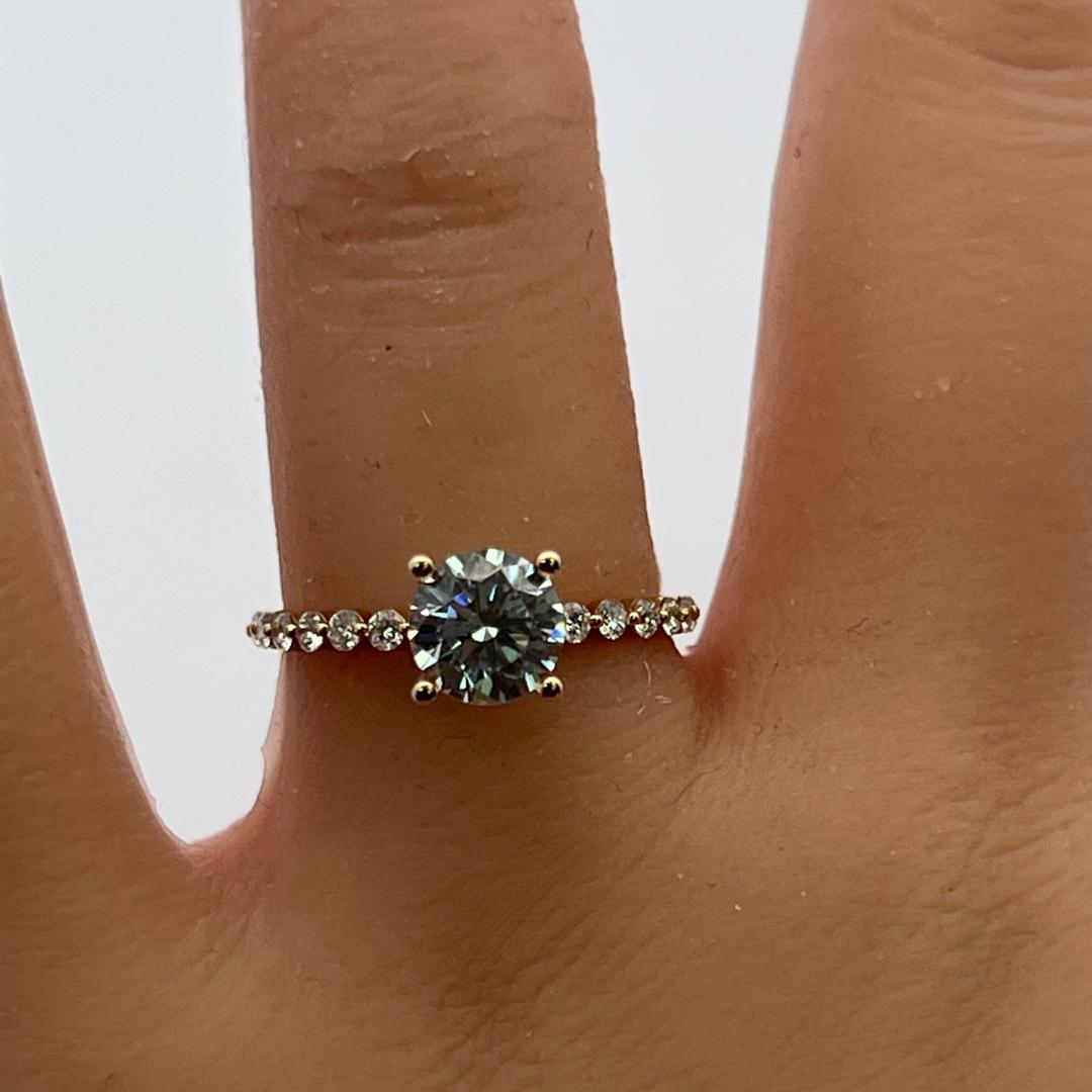 14K YG Engagement Ring 1.25ct Lab-Grown and 0.29ct Natural Diamonds Size 6.5