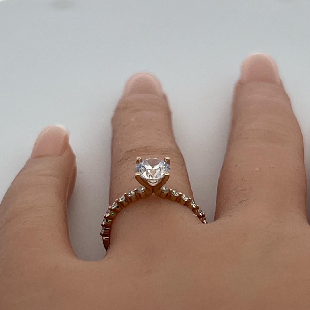 14K YG Engagement Ring 1.25ct Lab-Grown and 0.29ct Natural Diamonds Size 6.5