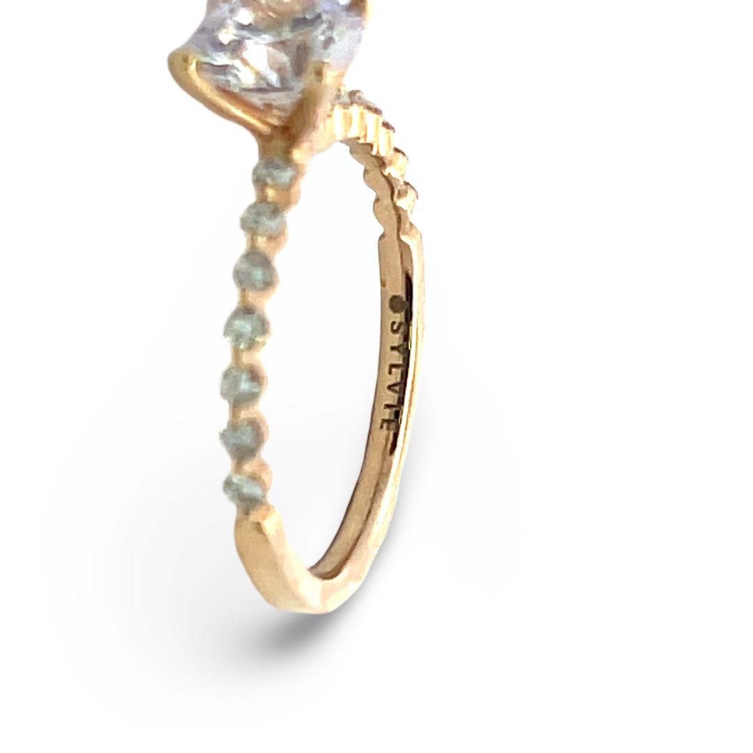 14K YG Engagement Ring 1.25ct Lab-Grown and 0.29ct Natural Diamonds Size 6.5