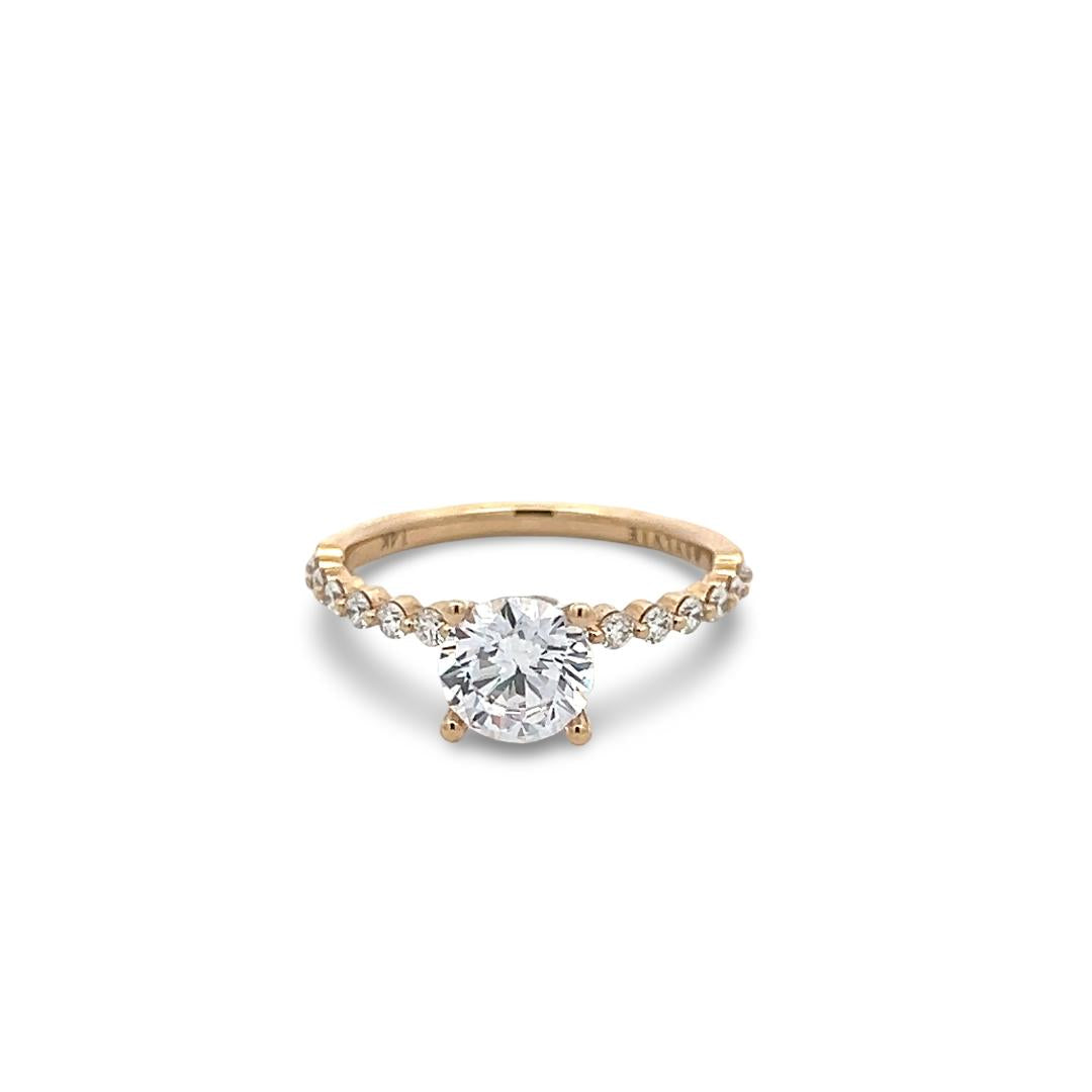 14K YG Engagement Ring 1.25ct Lab-Grown and 0.29ct Natural Diamonds Size 6.5
