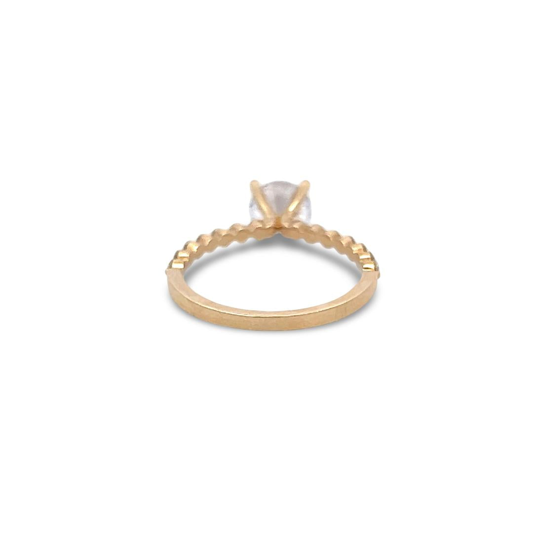 14K YG Engagement Ring 1.25ct Lab-Grown and 0.29ct Natural Diamonds Size 6.5