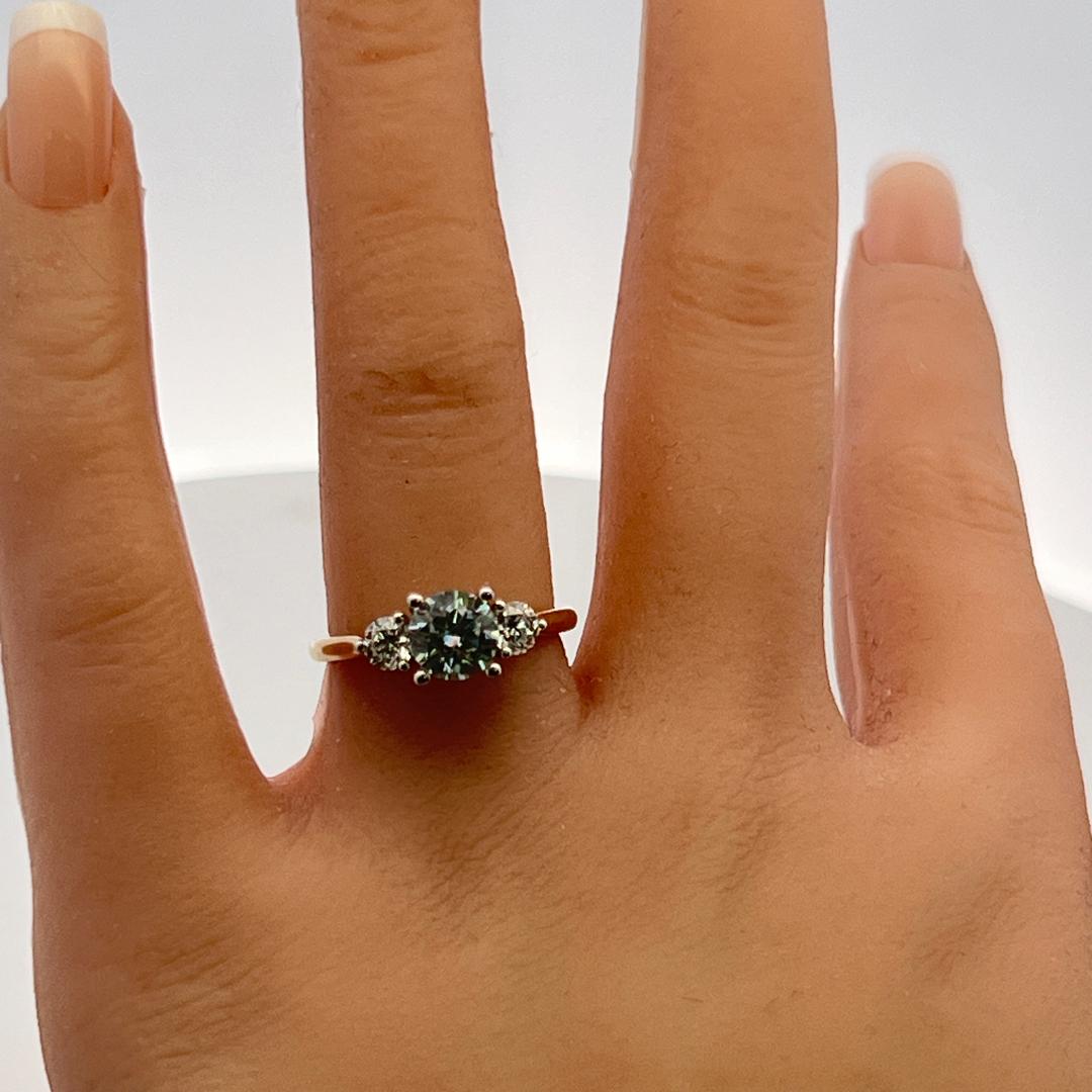 14K YG Engagement Ring with 1ct Lab-Grown and 0.47ct Natural Diamonds Size 6.5