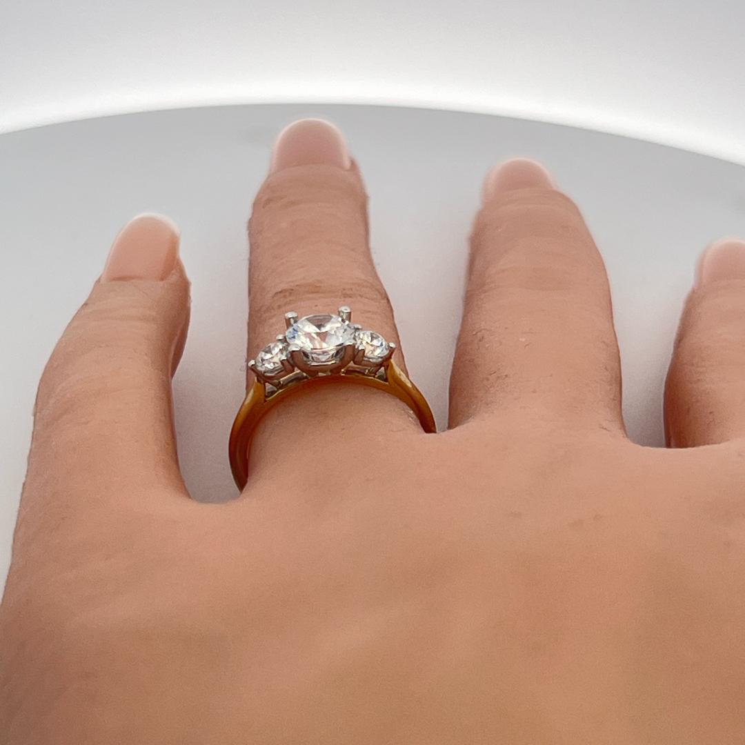 14K YG Engagement Ring with 1ct Lab-Grown and 0.47ct Natural Diamonds Size 6.5