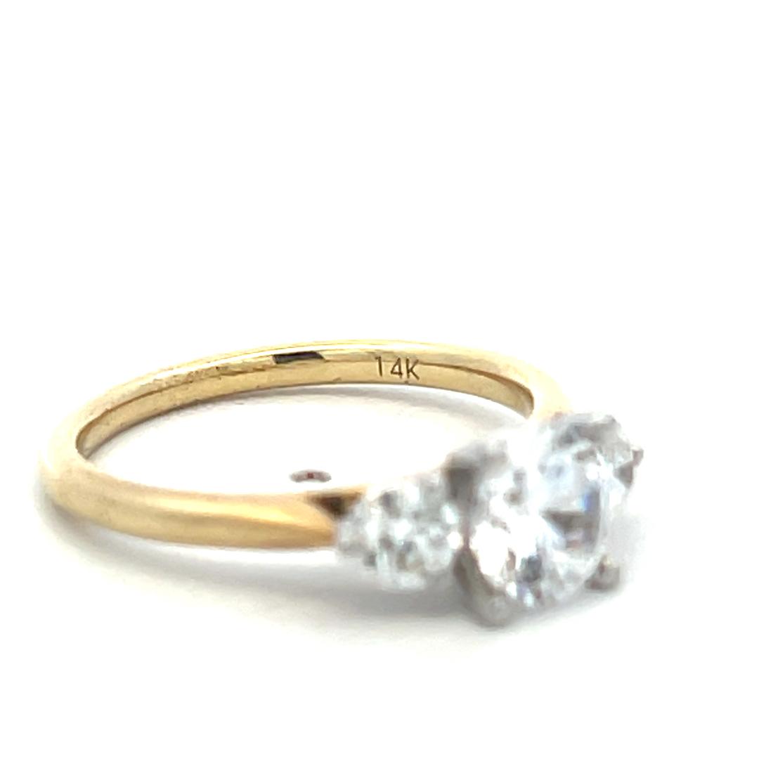 14K YG Engagement Ring with 1ct Lab-Grown and 0.47ct Natural Diamonds Size 6.5