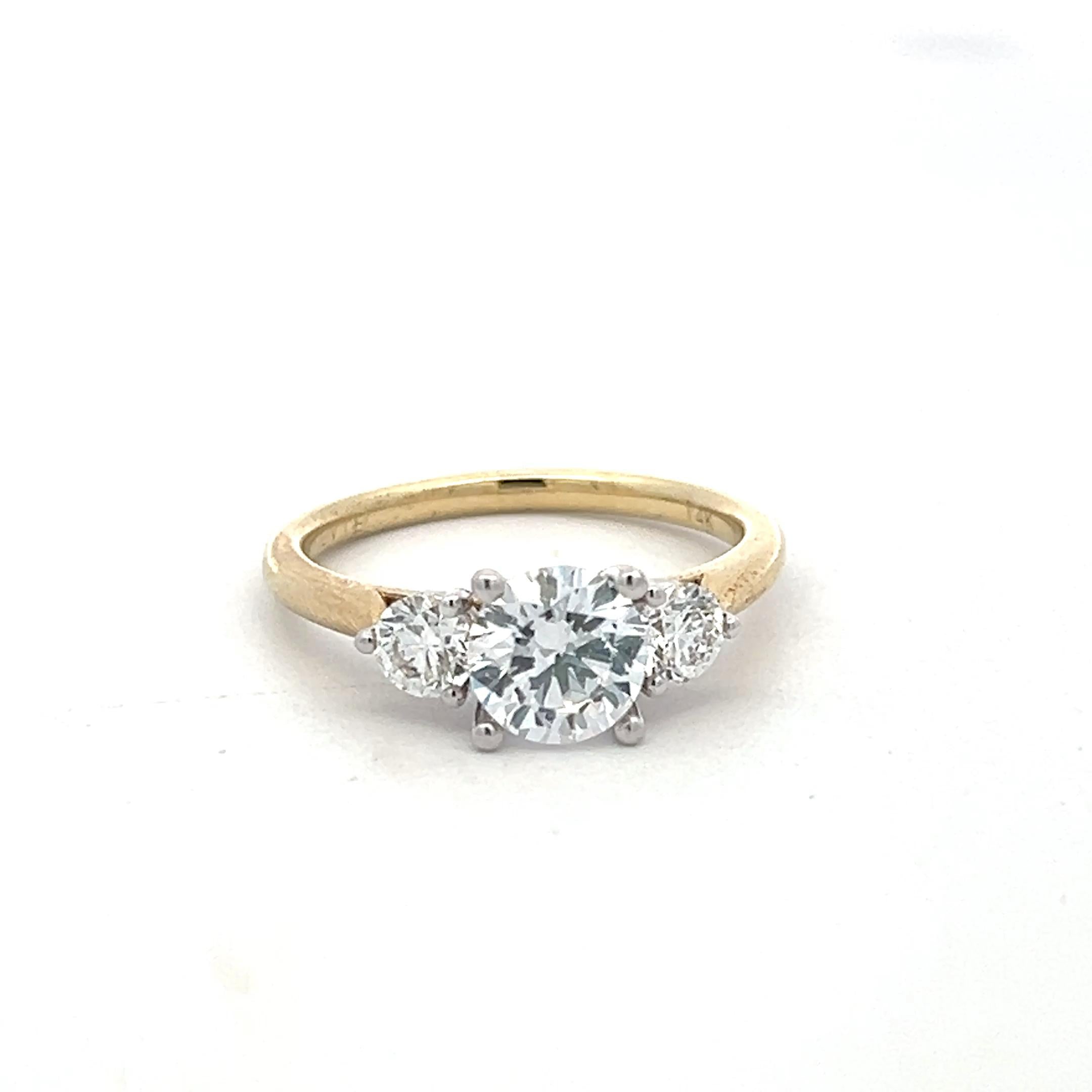 14K YG Engagement Ring with 1ct Lab-Grown and 0.47ct Natural Diamonds Size 6.5