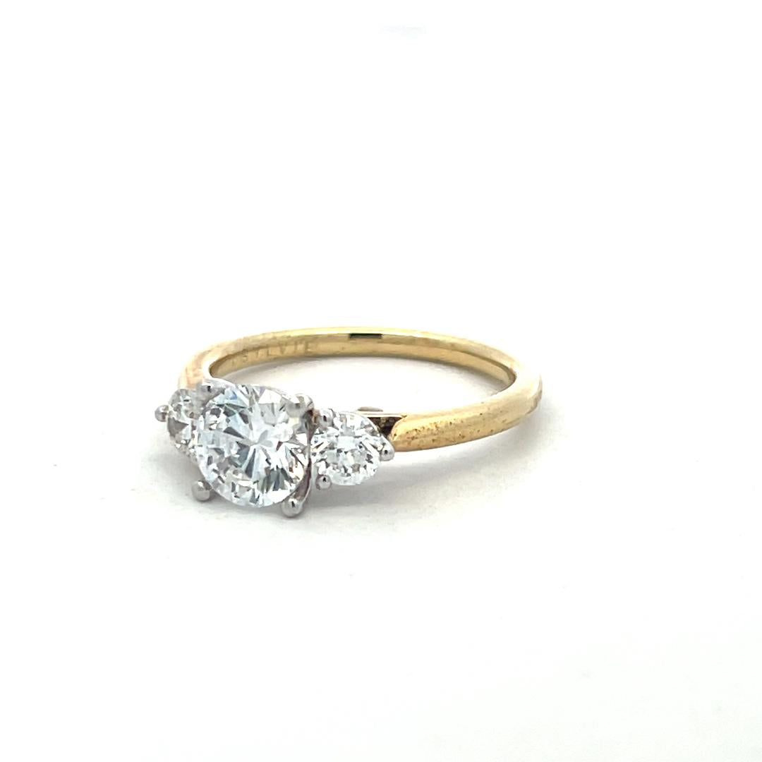 14K YG Engagement Ring with 1ct Lab-Grown and 0.47ct Natural Diamonds Size 6.5