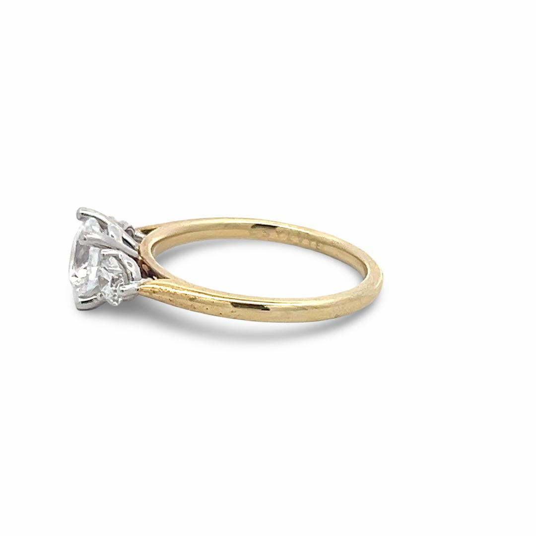 14K YG Engagement Ring with 1ct Lab-Grown and 0.47ct Natural Diamonds Size 6.5