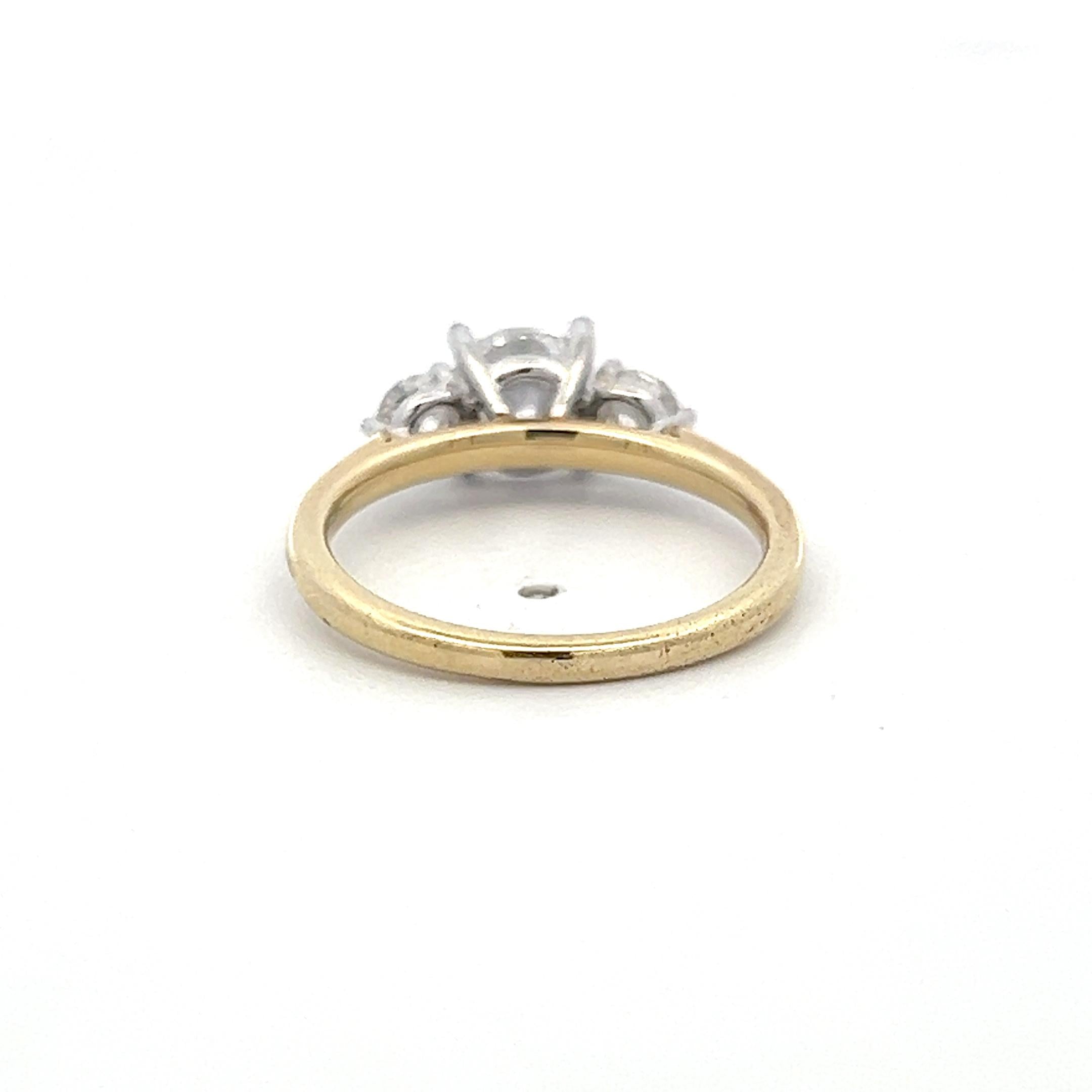 14K YG Engagement Ring with 1ct Lab-Grown and 0.47ct Natural Diamonds Size 6.5