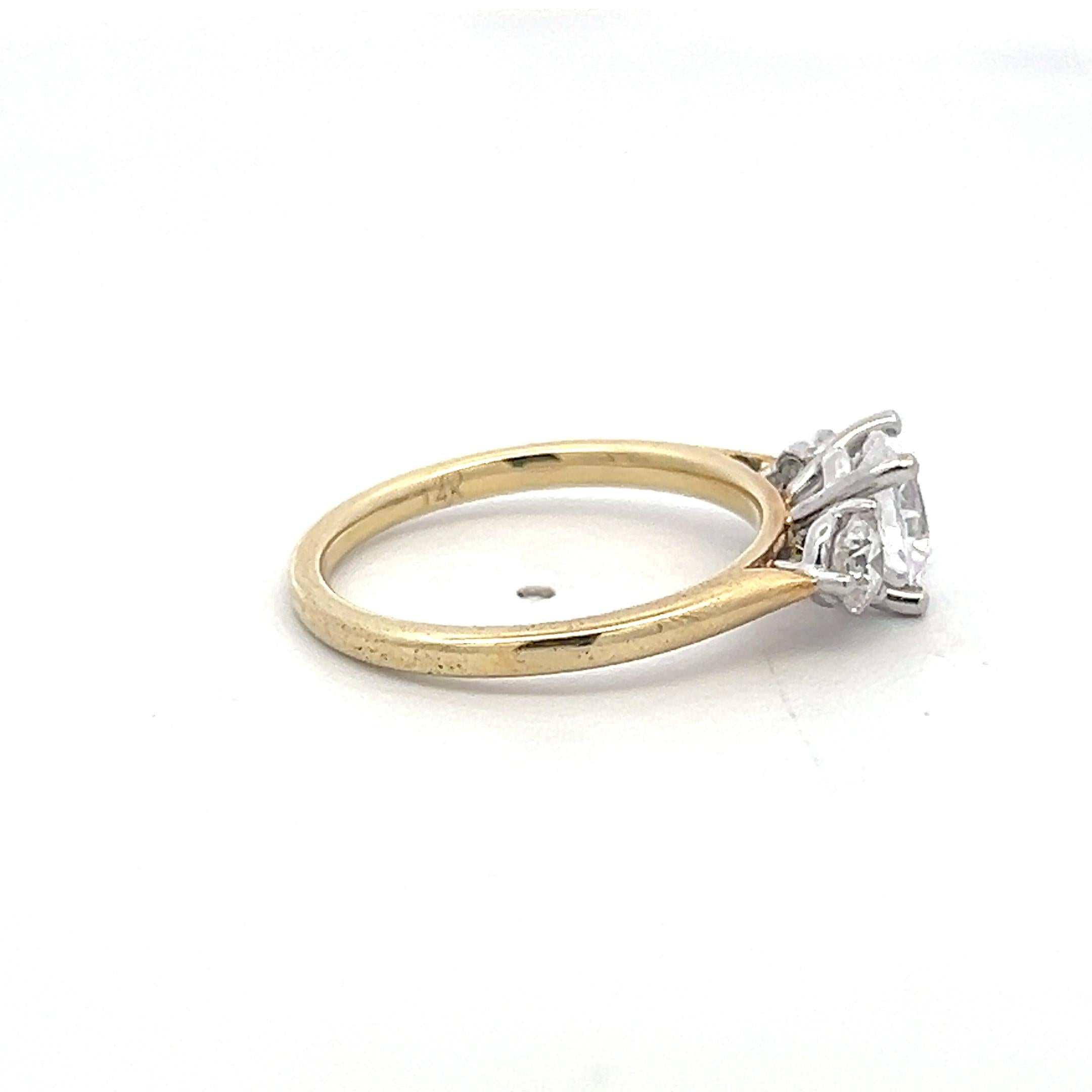 14K YG Engagement Ring with 1ct Lab-Grown and 0.47ct Natural Diamonds Size 6.5