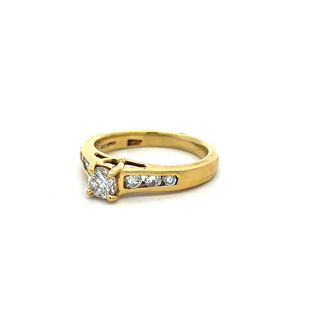 18K Yellow Gold Engagement Ring with 0.8 Carat Round Diamonds Size 6.25