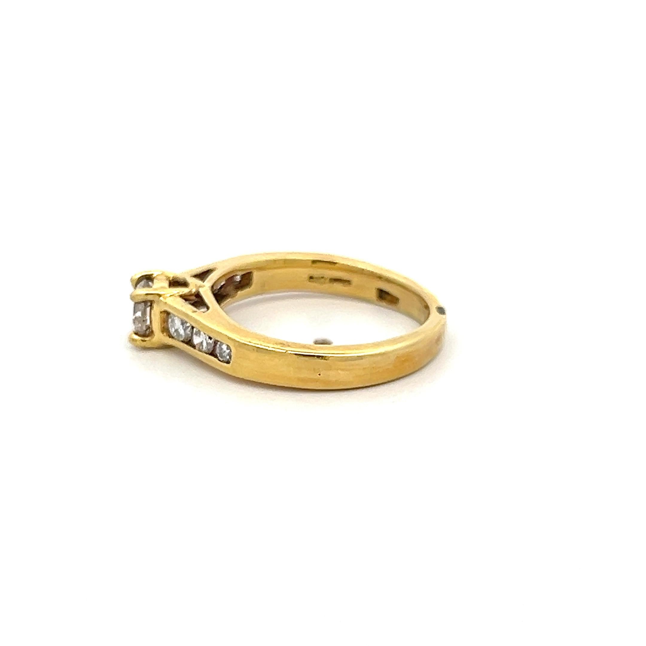 18K Yellow Gold Engagement Ring with 0.8 Carat Round Diamonds Size 6.25