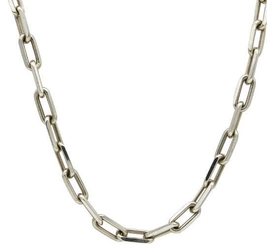 Cartier Santos Vintage 18K White Gold Chain Necklace 22 Inch With Certificate