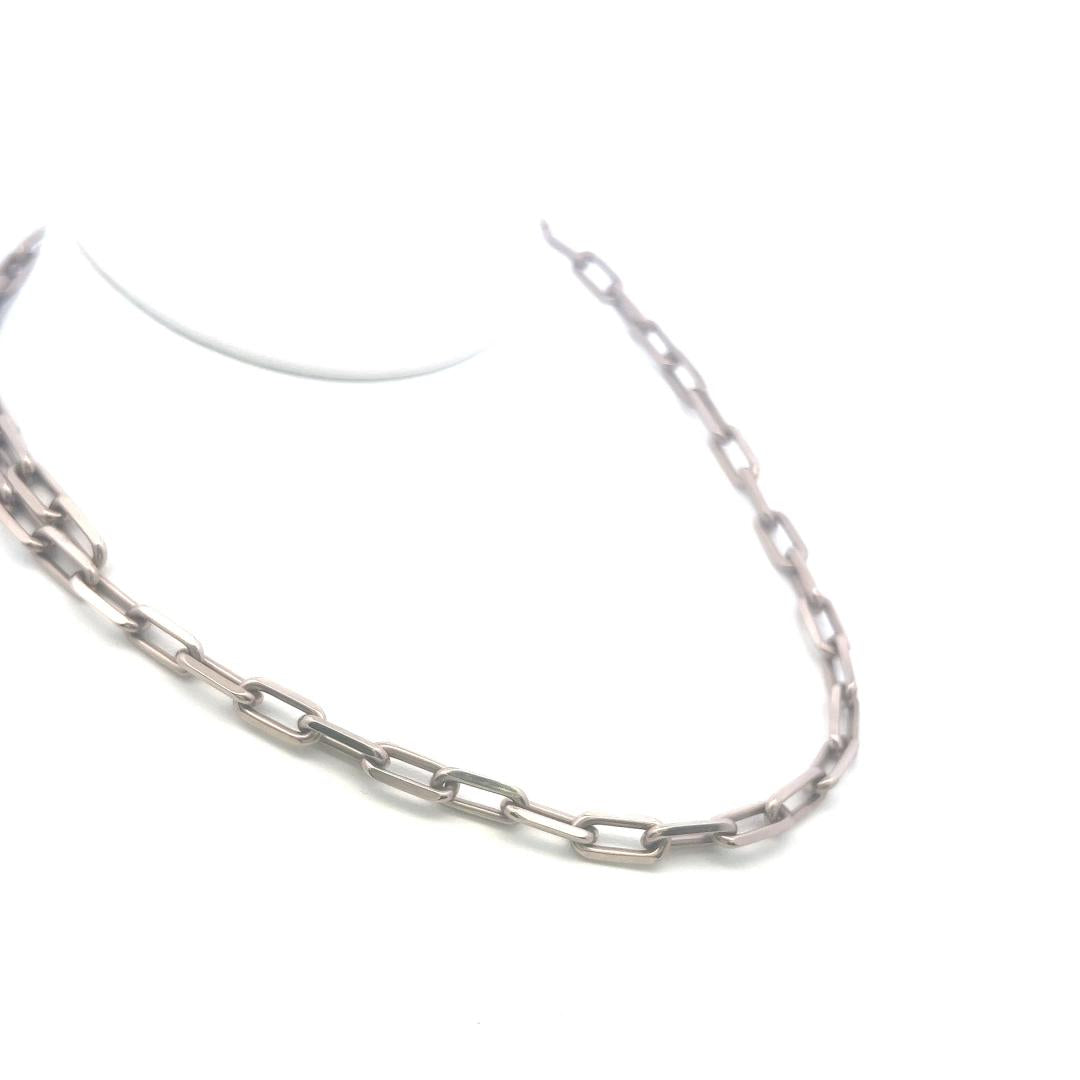 Cartier Santos Vintage 18K White Gold Chain Necklace 22 Inch With Certificate