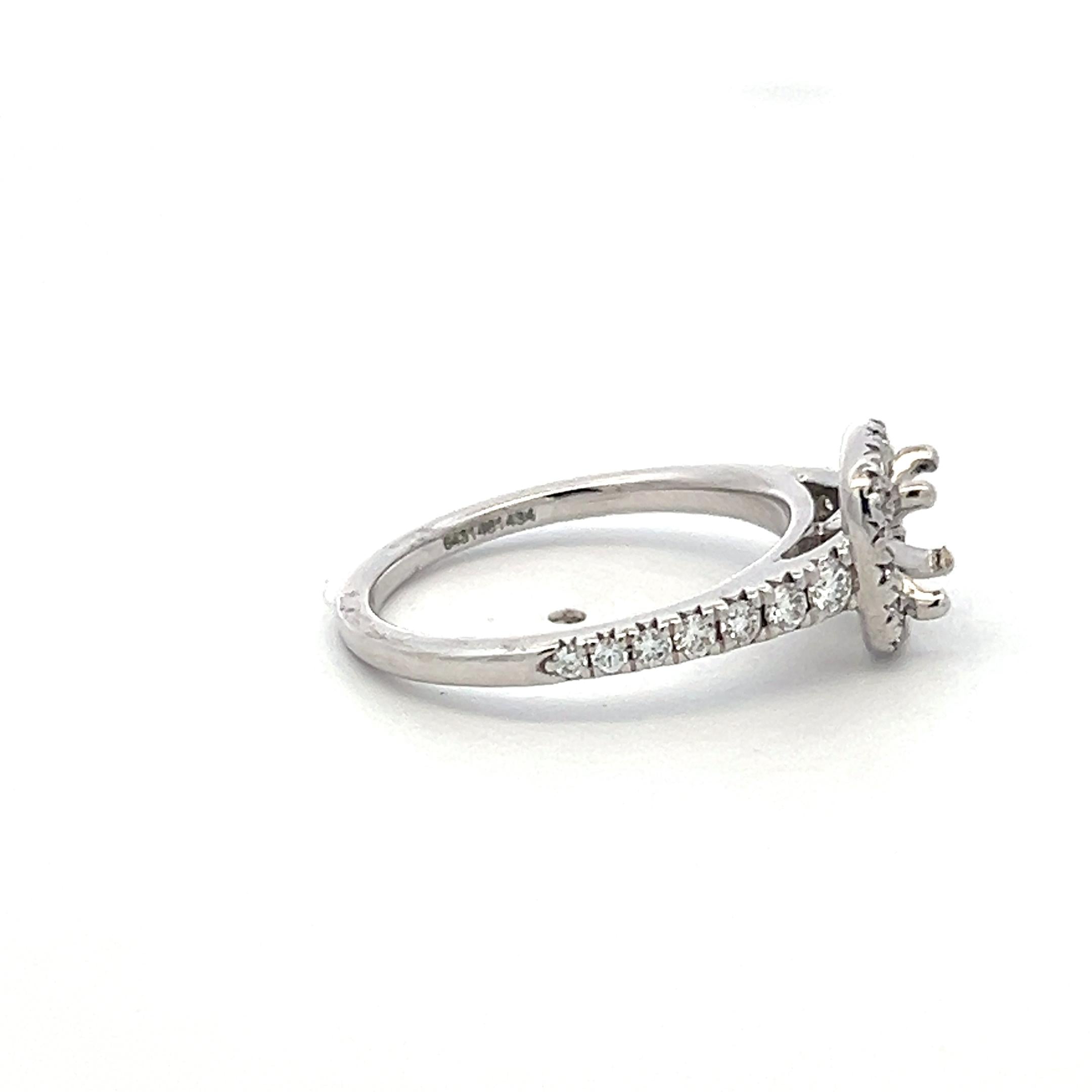 14K White Gold Semi Mount Ring 0.45ct Round G VS Diamonds Fits 5.51 MM 0.70ct+