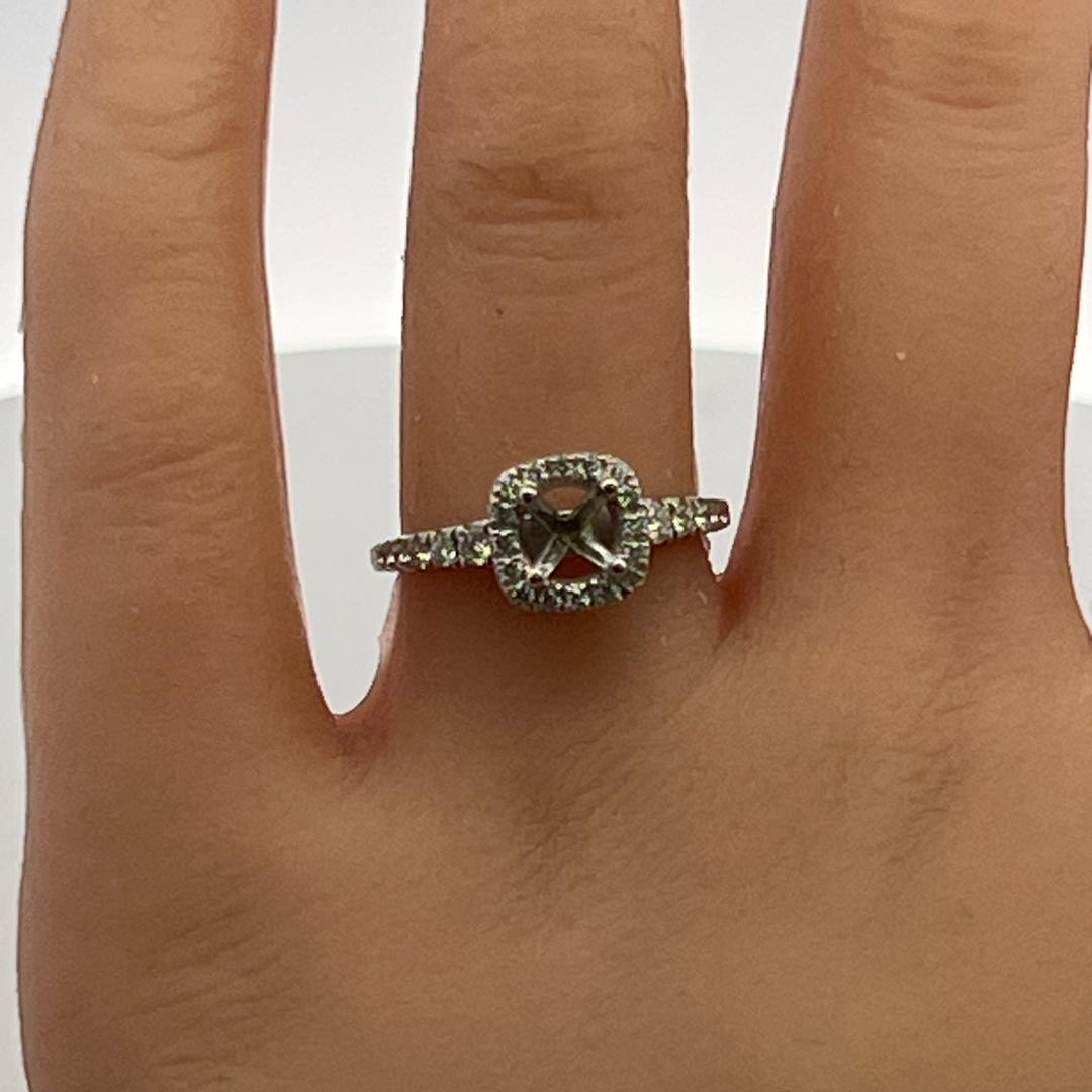 14K White Gold Semi Mount Ring 0.45ct Round G VS Diamonds Fits 5.51 MM 0.70ct+