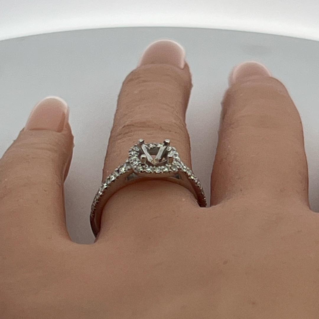 14K White Gold Semi Mount Ring 0.45ct Round G VS Diamonds Fits 5.51 MM 0.70ct+