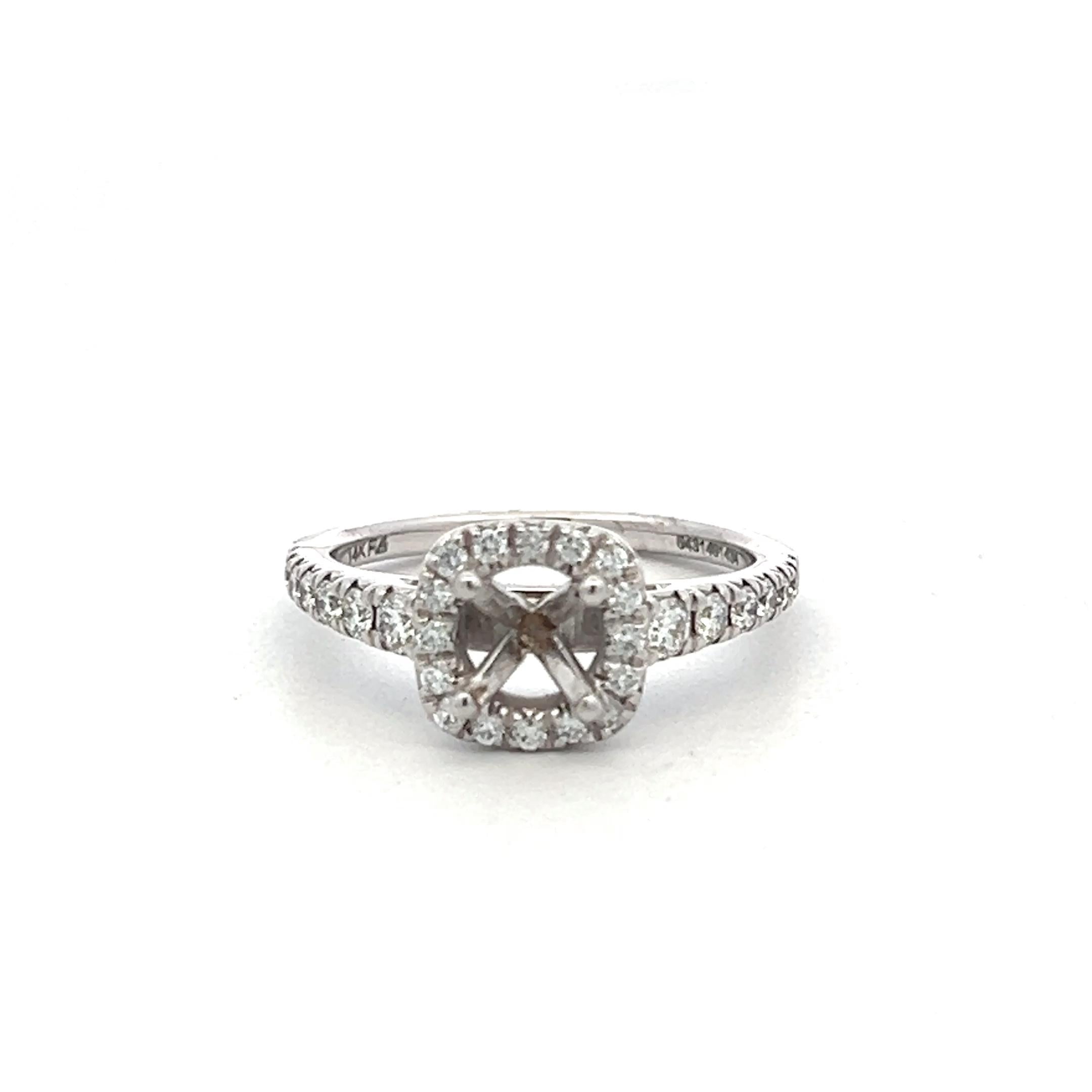 14K White Gold Semi Mount Ring 0.45ct Round G VS Diamonds Fits 5.51 MM 0.70ct+