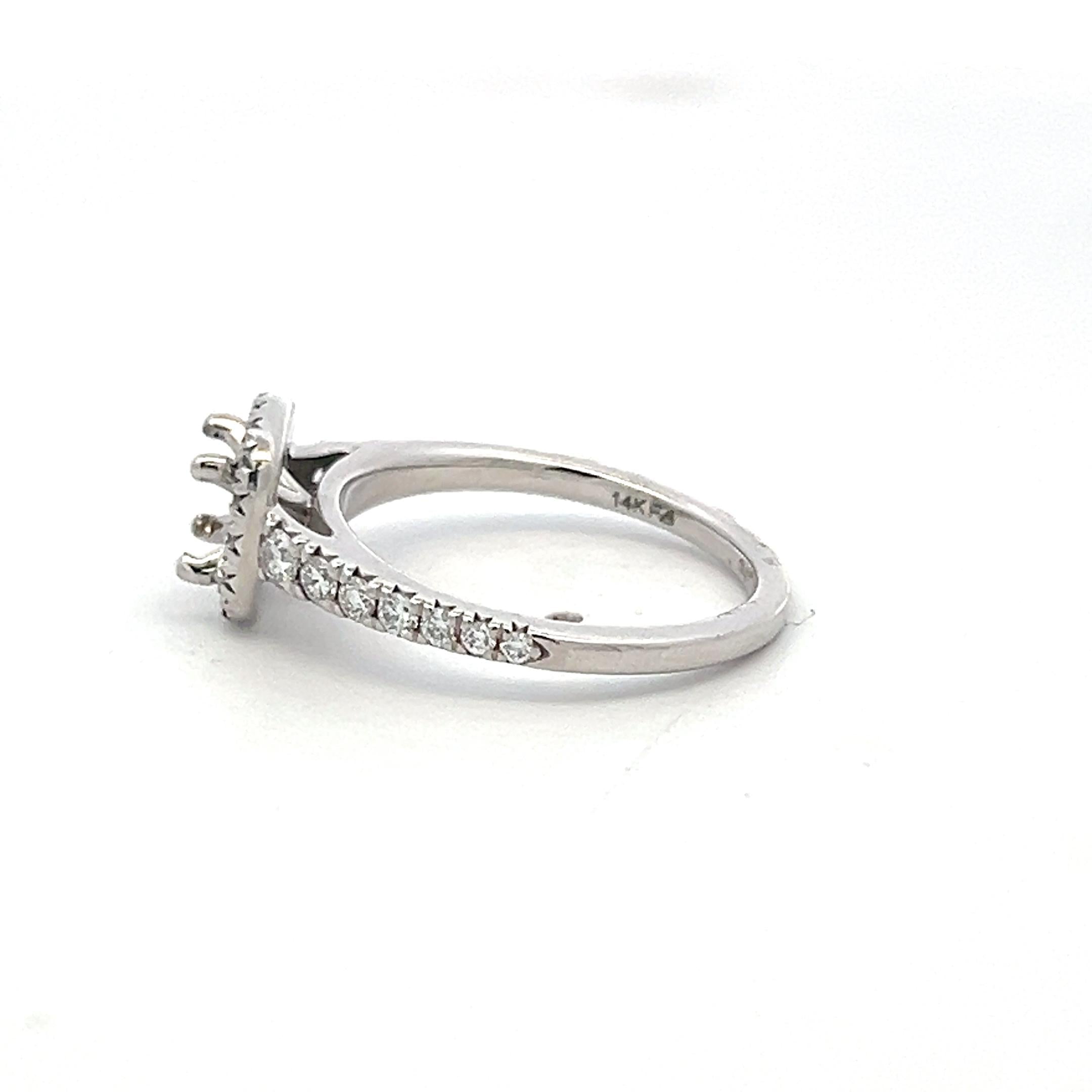 14K White Gold Semi Mount Ring 0.45ct Round G VS Diamonds Fits 5.51 MM 0.70ct+