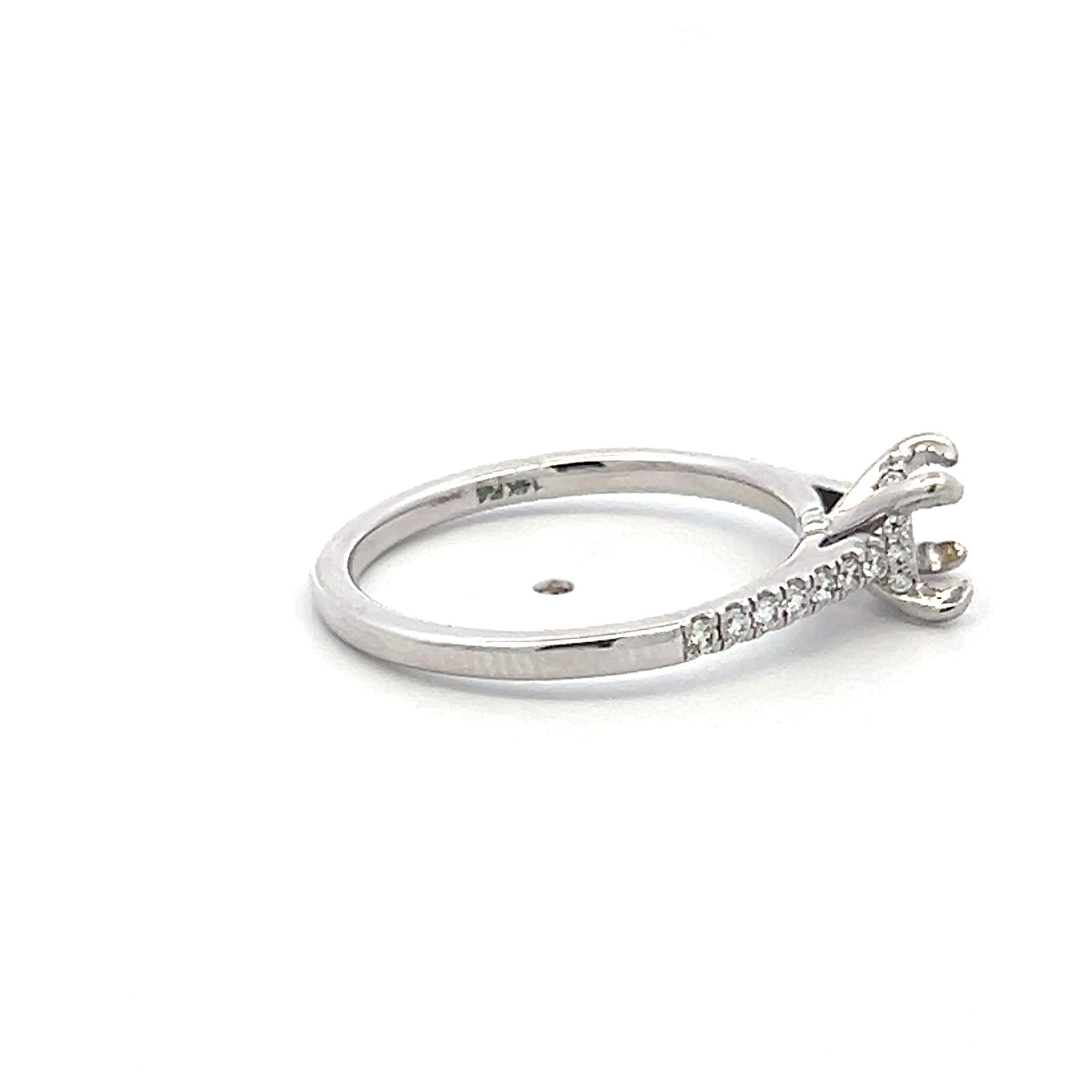 14K White Gold Semi Mount Ring 0.2ct Round G VS Diamonds Fits 5.57mm 0.70ct+