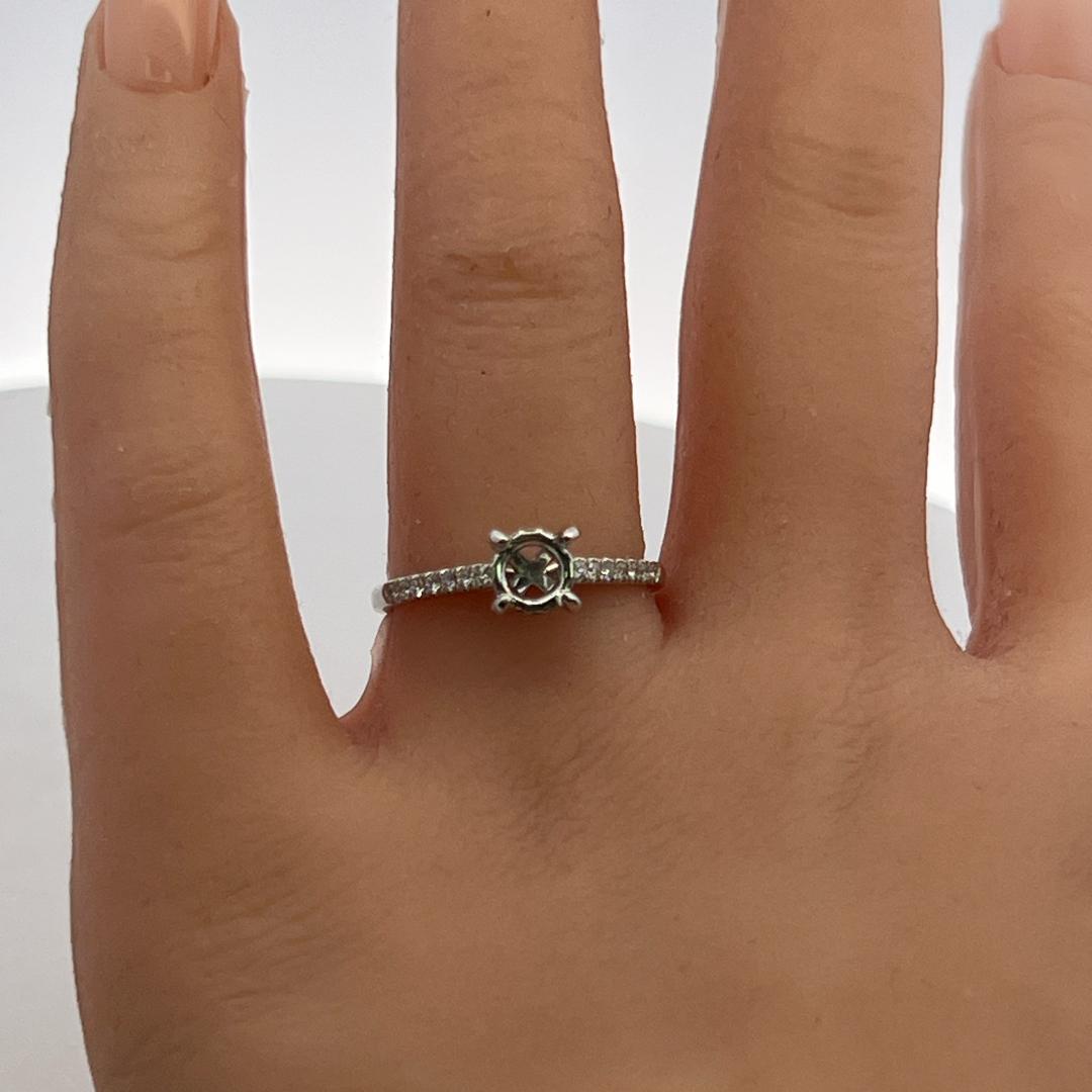 14K White Gold Semi Mount Ring 0.2ct Round G VS Diamonds Fits 5.57mm 0.70ct+