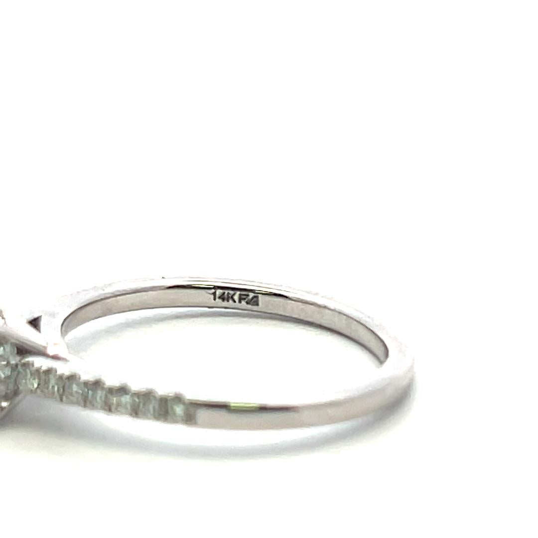 14K White Gold Semi Mount Ring 0.2ct Round G VS Diamonds Fits 5.57mm 0.70ct+
