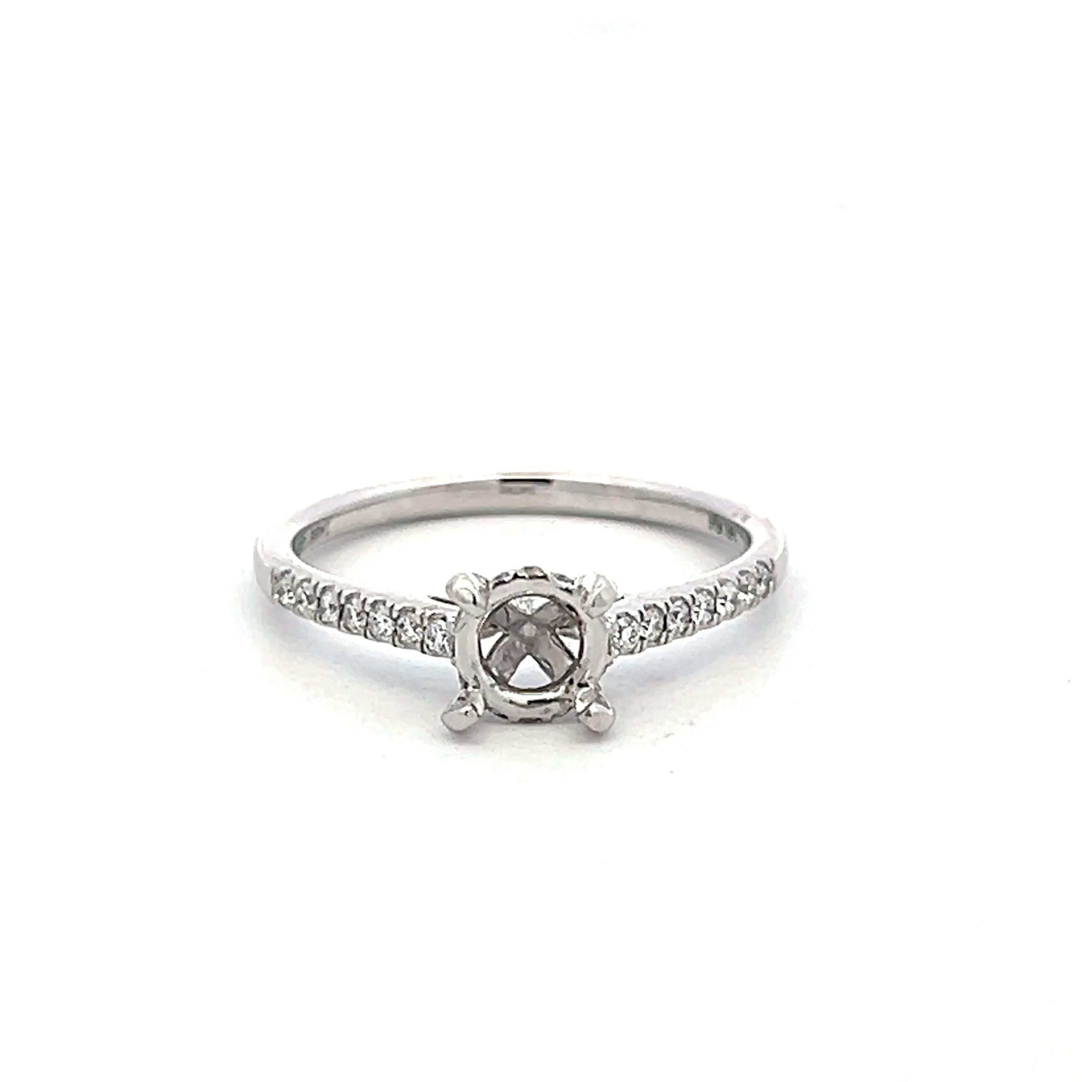 14K White Gold Semi Mount Ring 0.2ct Round G VS Diamonds Fits 5.57mm 0.70ct+
