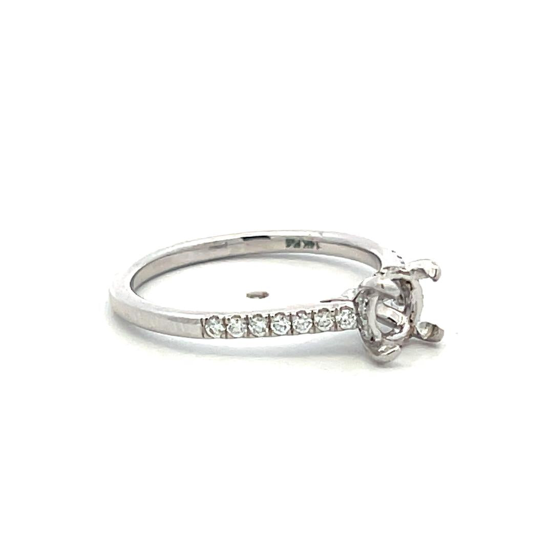 14K White Gold Semi Mount Ring 0.2ct Round G VS Diamonds Fits 5.57mm 0.70ct+