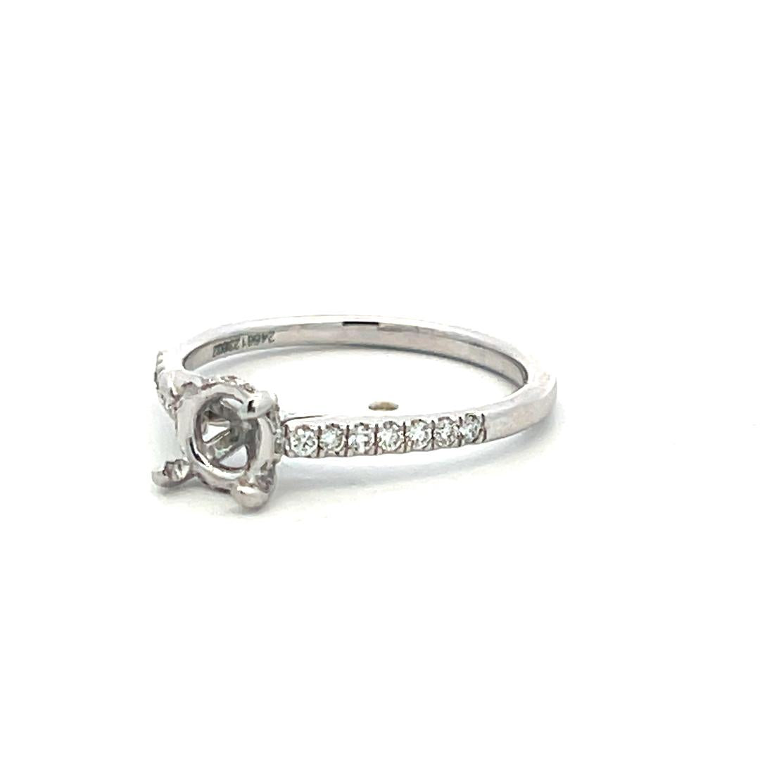 14K White Gold Semi Mount Ring 0.2ct Round G VS Diamonds Fits 5.57mm 0.70ct+