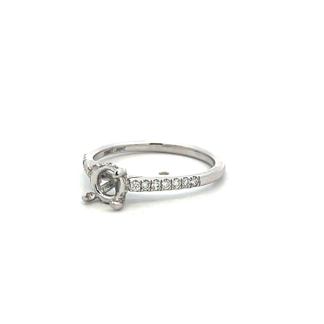 14K White Gold Semi Mount Ring 0.2ct Round G VS Diamonds Fits 5.57mm 0.70ct+
