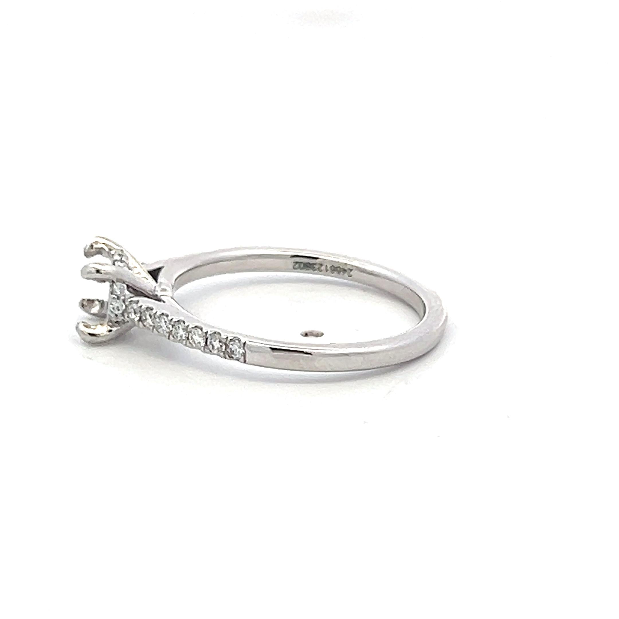 14K White Gold Semi Mount Ring 0.2ct Round G VS Diamonds Fits 5.57mm 0.70ct+