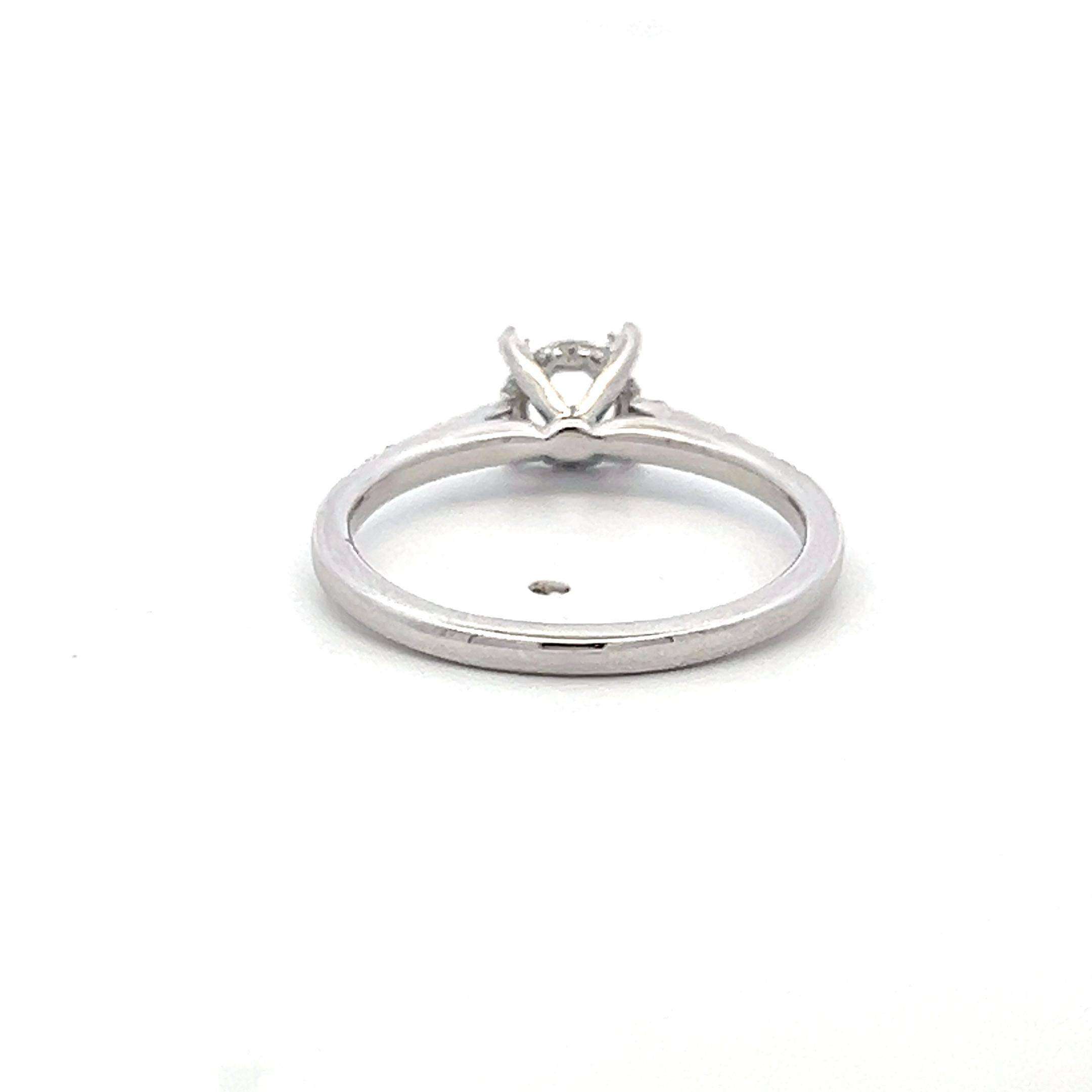 14K White Gold Semi Mount Ring 0.2ct Round G VS Diamonds Fits 5.57mm 0.70ct+