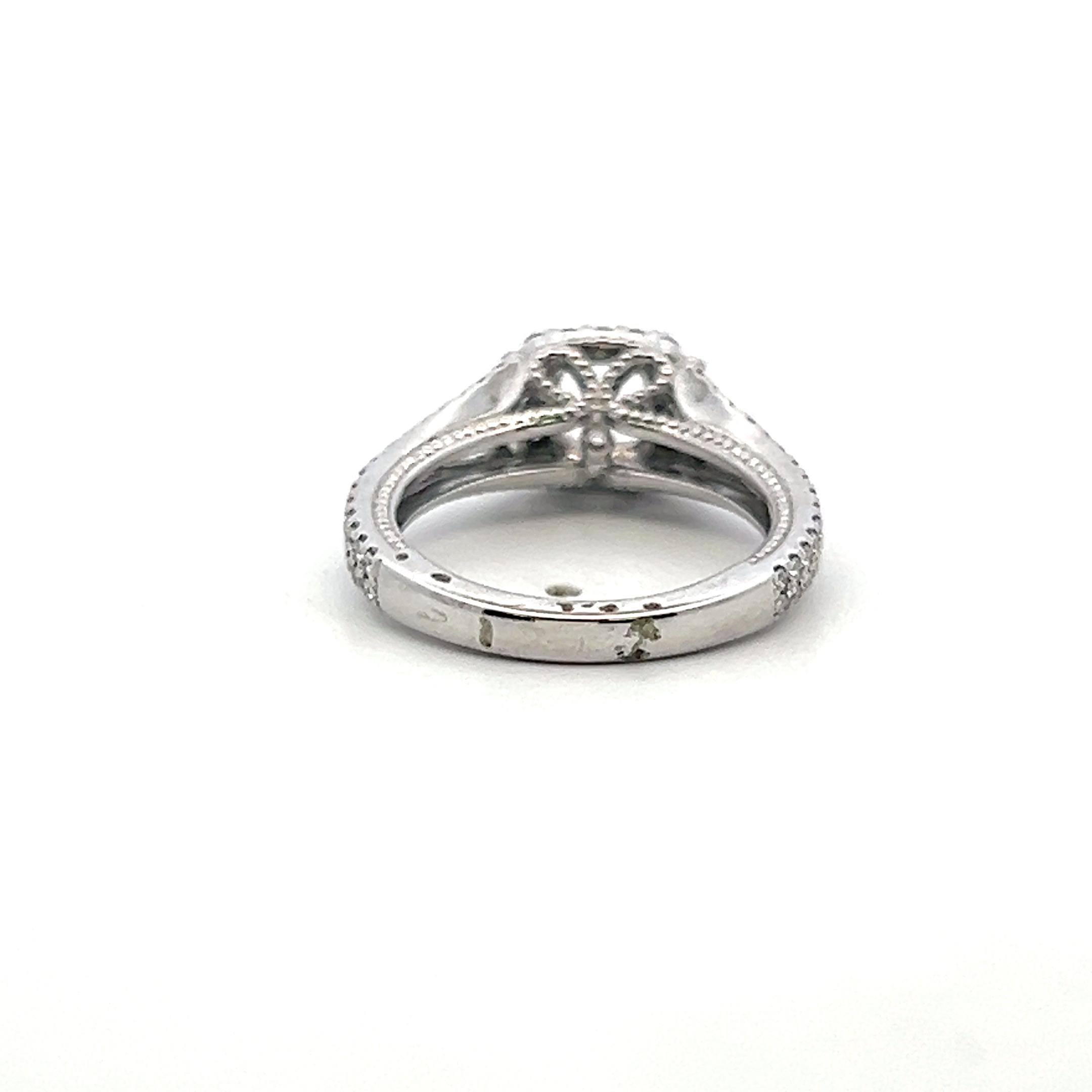 14K WG Semi Mount Ring 1.05ct Diamond Round Trapezoid Diamonds Fits 5.12x5.09mm