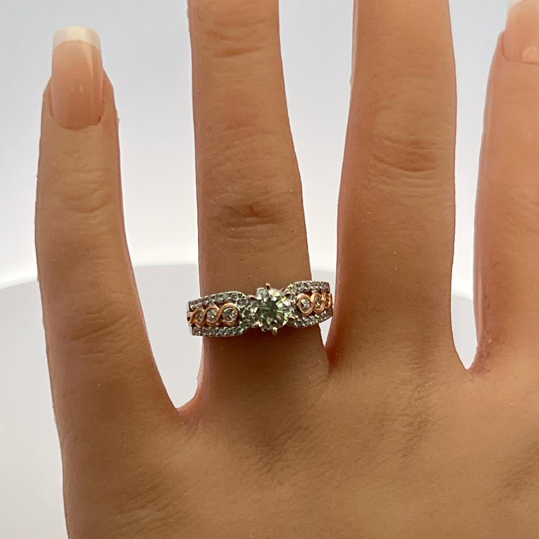 Vintage 14K Two Tone Gold Engagement Ring with 1.82ct Round G VS Diamonds