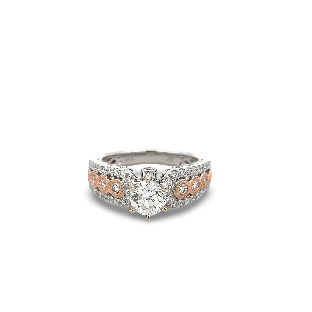 Vintage 14K Two Tone Gold Engagement Ring with 1.82ct Round G VS Diamonds