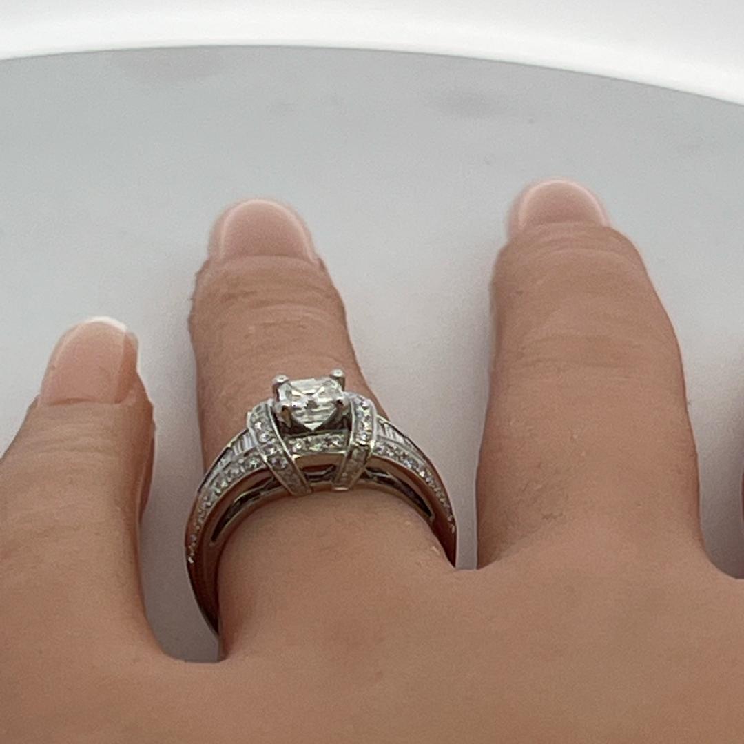 Vintage 14K White Gold Engagement Ring with 1.7ct Mixed Cut Diamonds Size 6.75