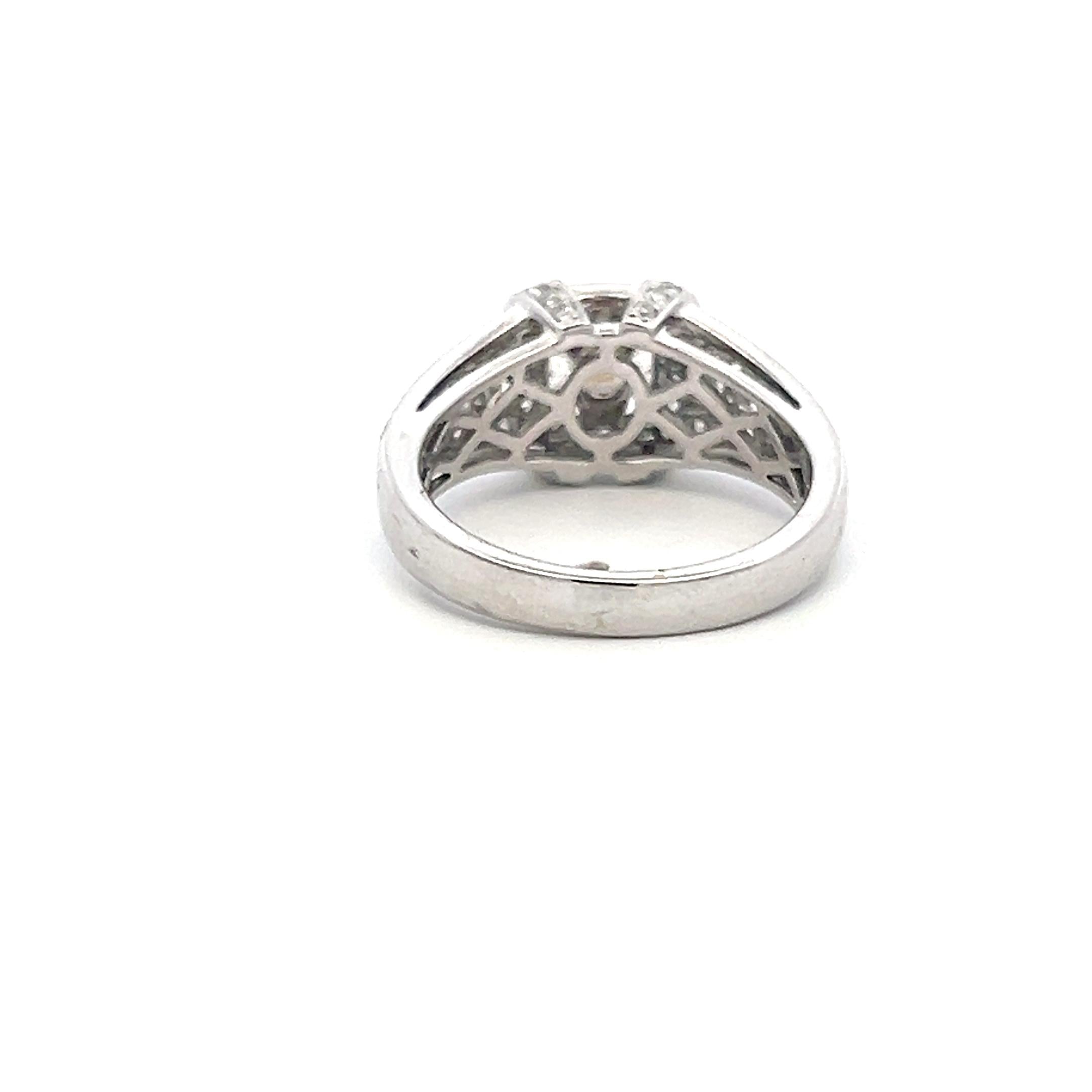 Vintage 14K White Gold Engagement Ring with 1.7ct Mixed Cut Diamonds Size 6.75