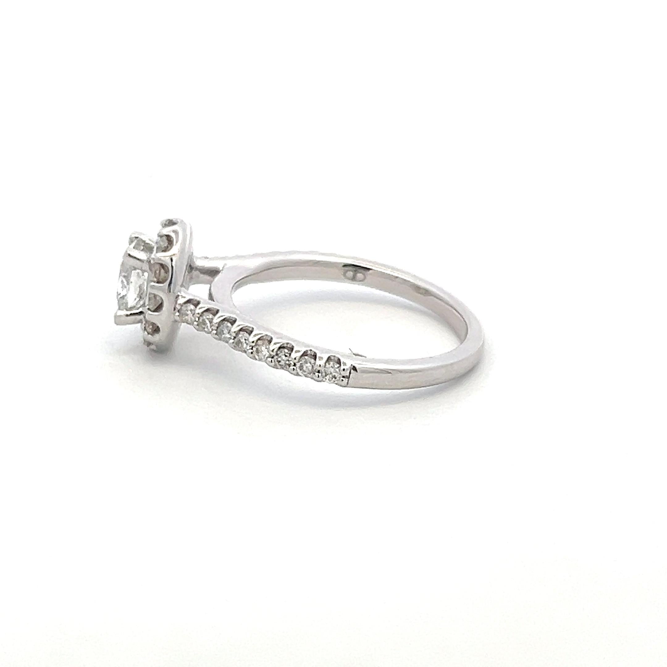 14K White Gold Engagement Ring with 1.06ct Round & Oval Diamonds Size 7
