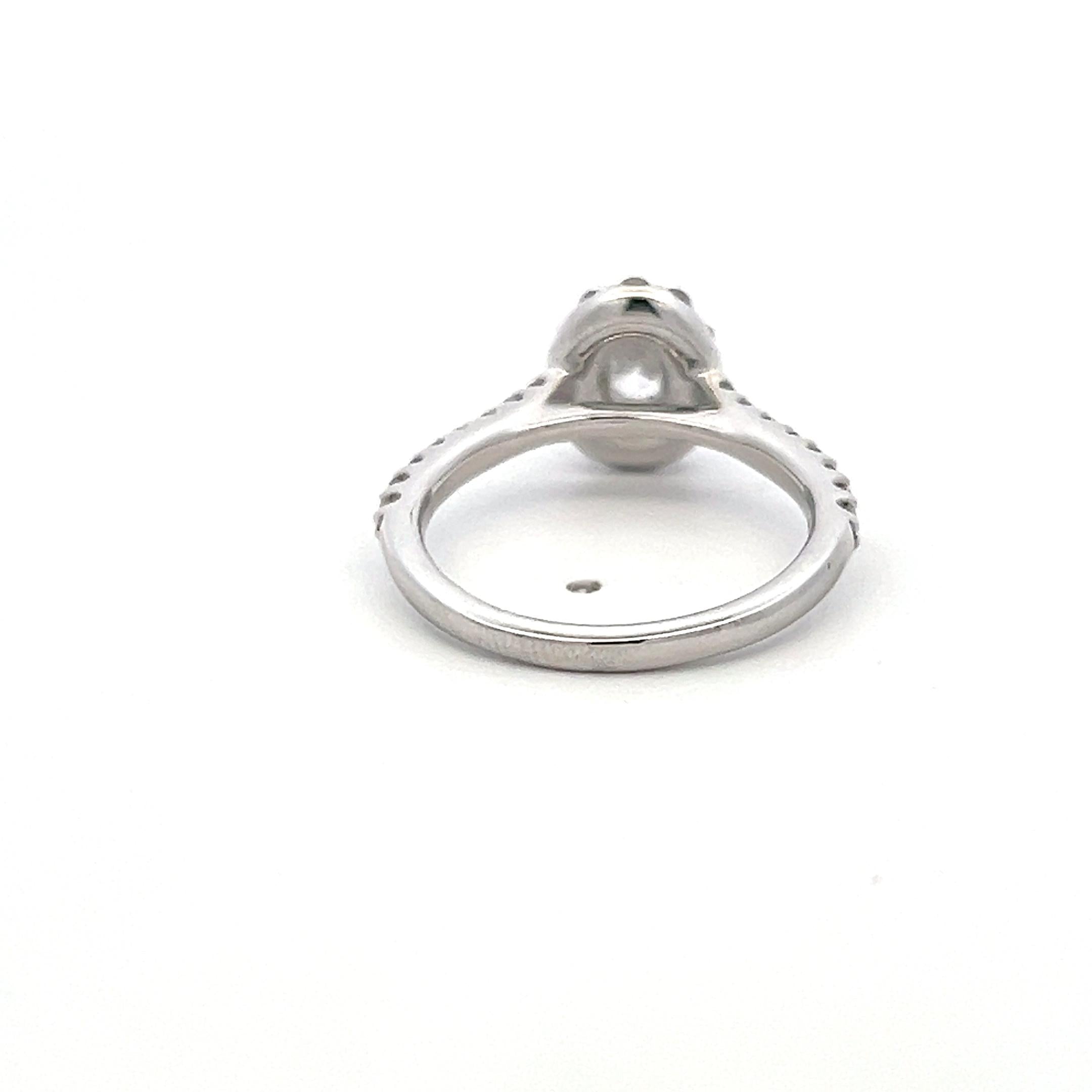 14K White Gold Engagement Ring with 1.06ct Round & Oval Diamonds Size 7