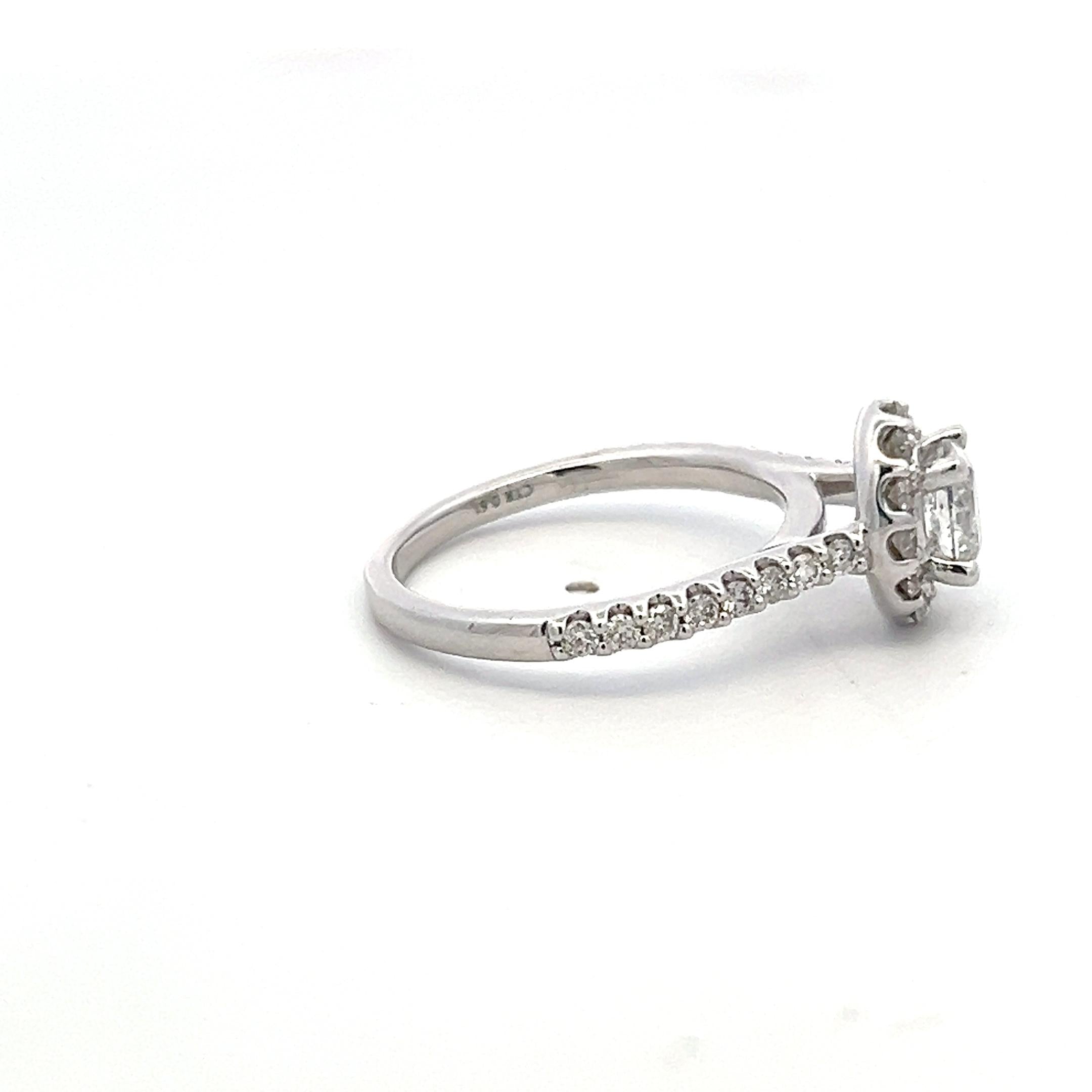 14K White Gold Engagement Ring with 1.06ct Round & Oval Diamonds Size 7
