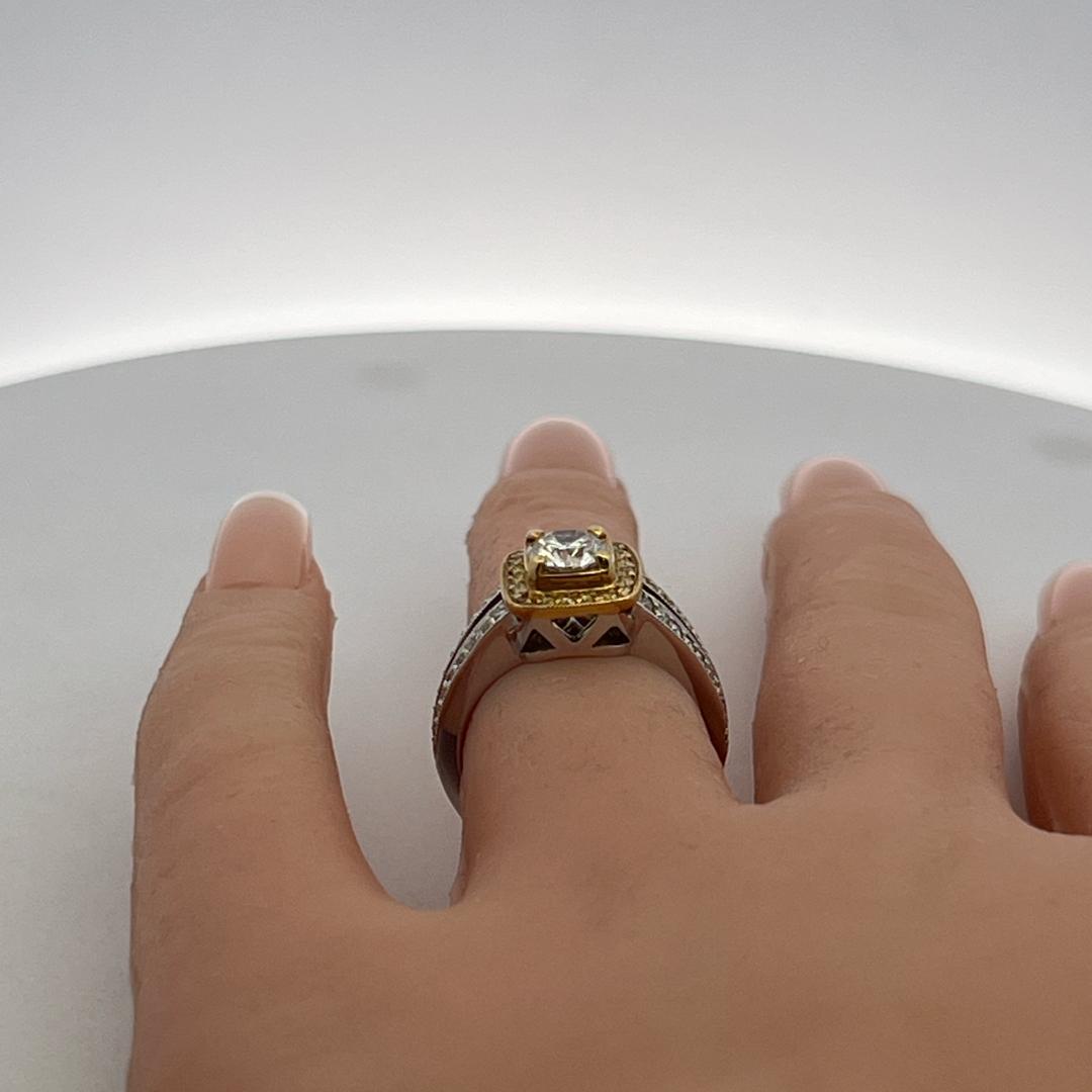 14K Two Tone Gold Engagement Ring with 1.26ct Round Diamonds Size 6.25