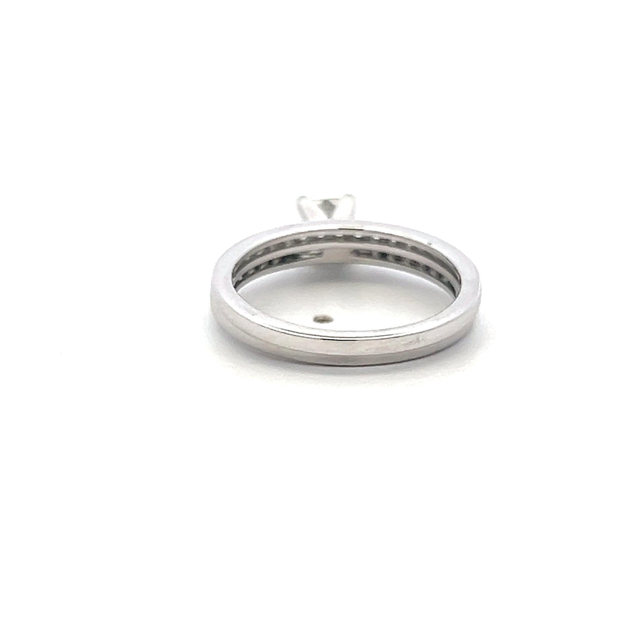 14K White Gold Engagement Ring 0.67ct Princess & Round Cut Diamonds Size 6.25