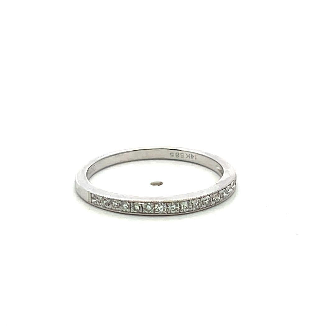 14K White Gold Engagement Ring 0.67ct Princess & Round Cut Diamonds Size 6.25